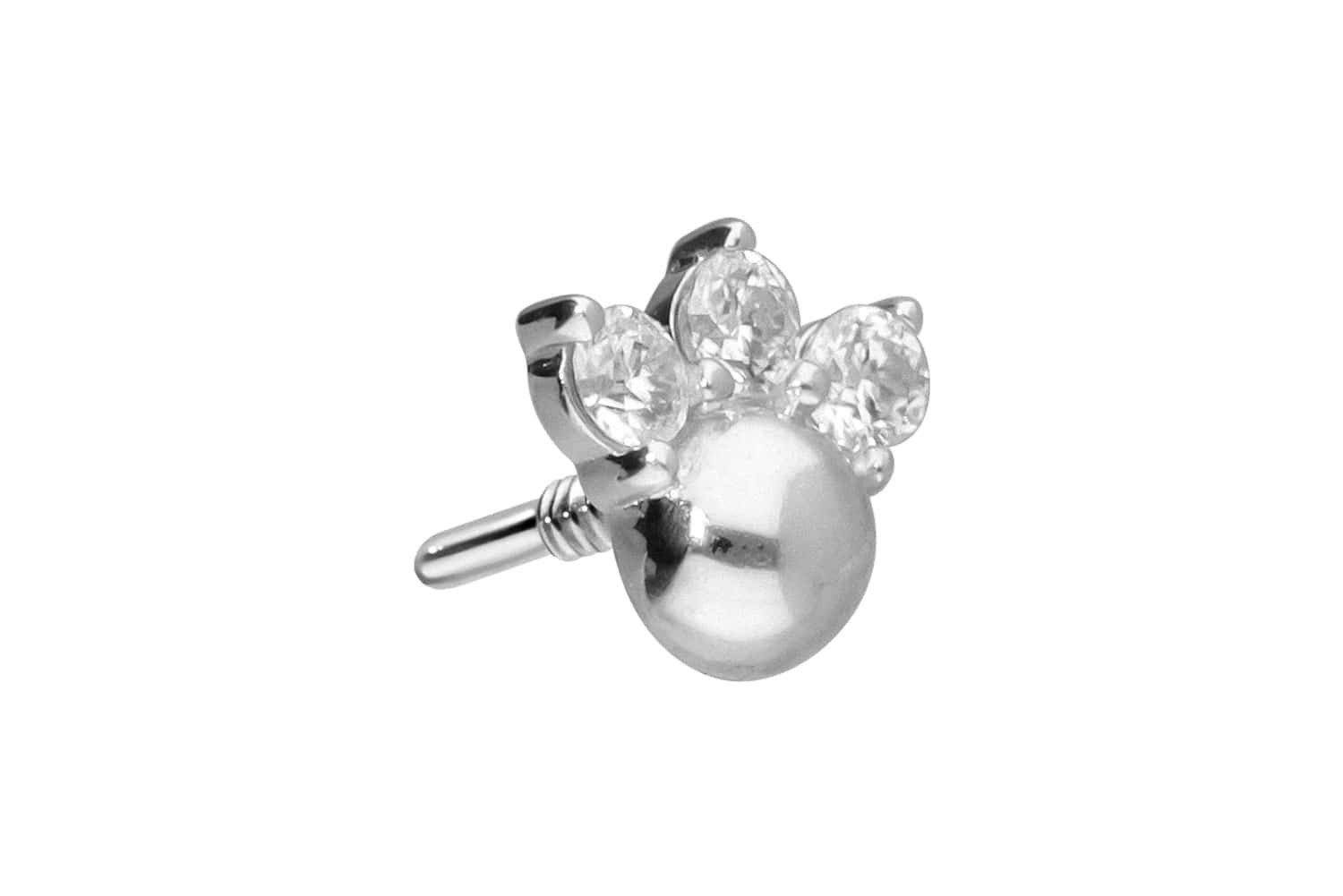 Piercing-Set 14 Karat Gold Schraubaufsatz mit Außengewinde 3 MOISSANITE + KUGEL