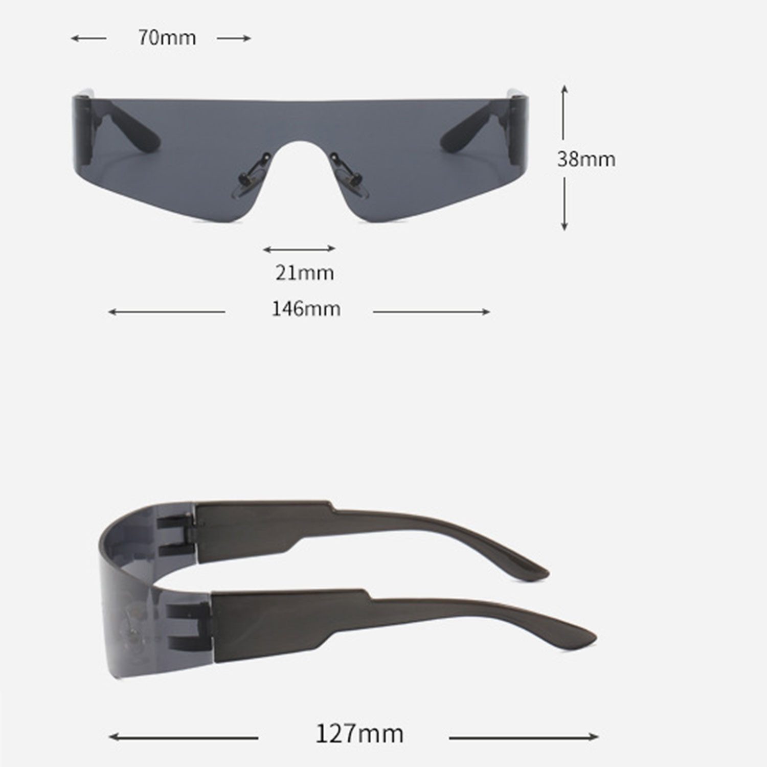 Refttenw Sonnenbrille Getönt Brille, Sonnenbrille Herren Damen Sommer Outdoor Mode Randloses