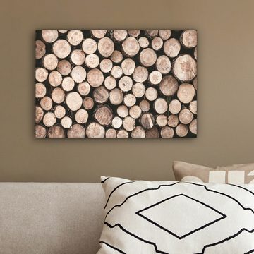 OneMillionCanvasses® Leinwandbild Baumstämme - Winter - Natur, Braun (1 St), Leinwand Bilder Klein, Wand Dekoration 30x20 cm
