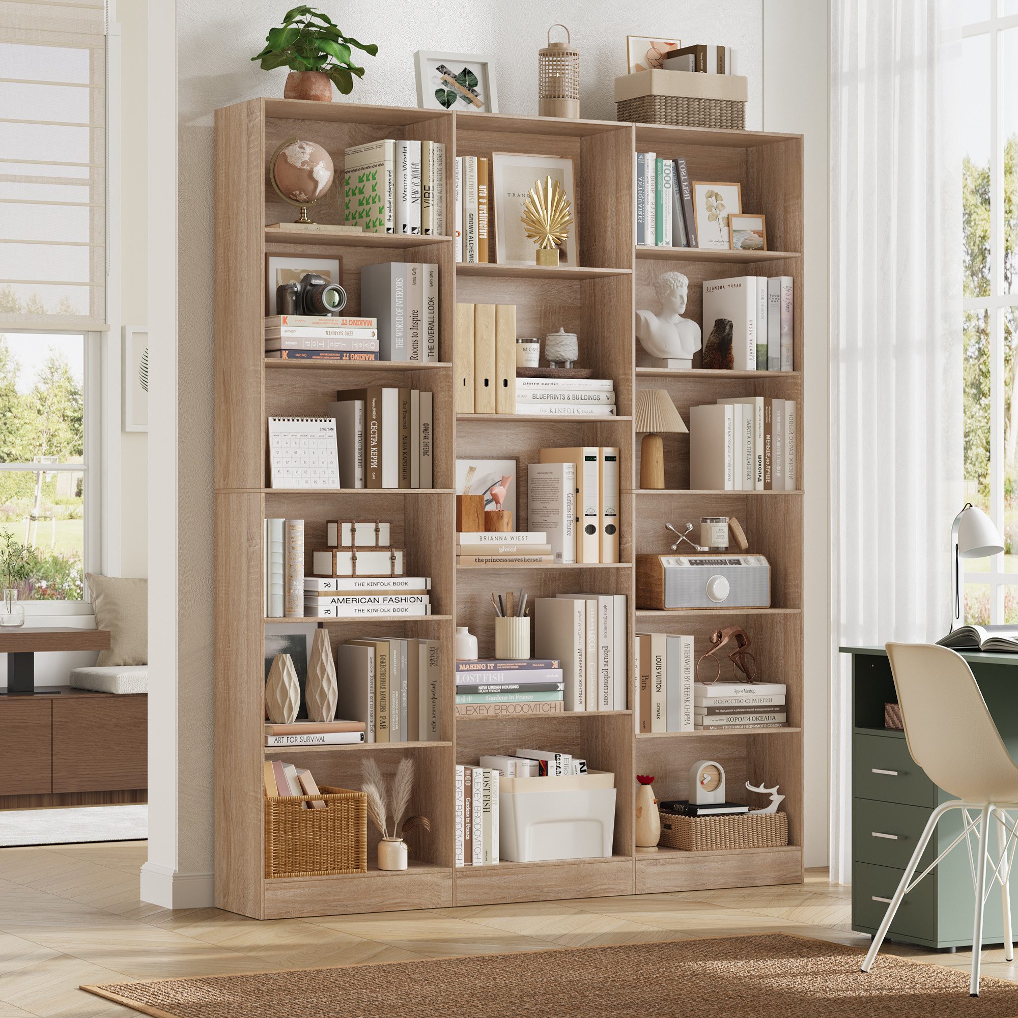 Homfa Bücherregal 188cm Standregal Büroregal Bücherschrank, mit 17 Fächern, 149x23,5x188cm – Bild 2 von 5