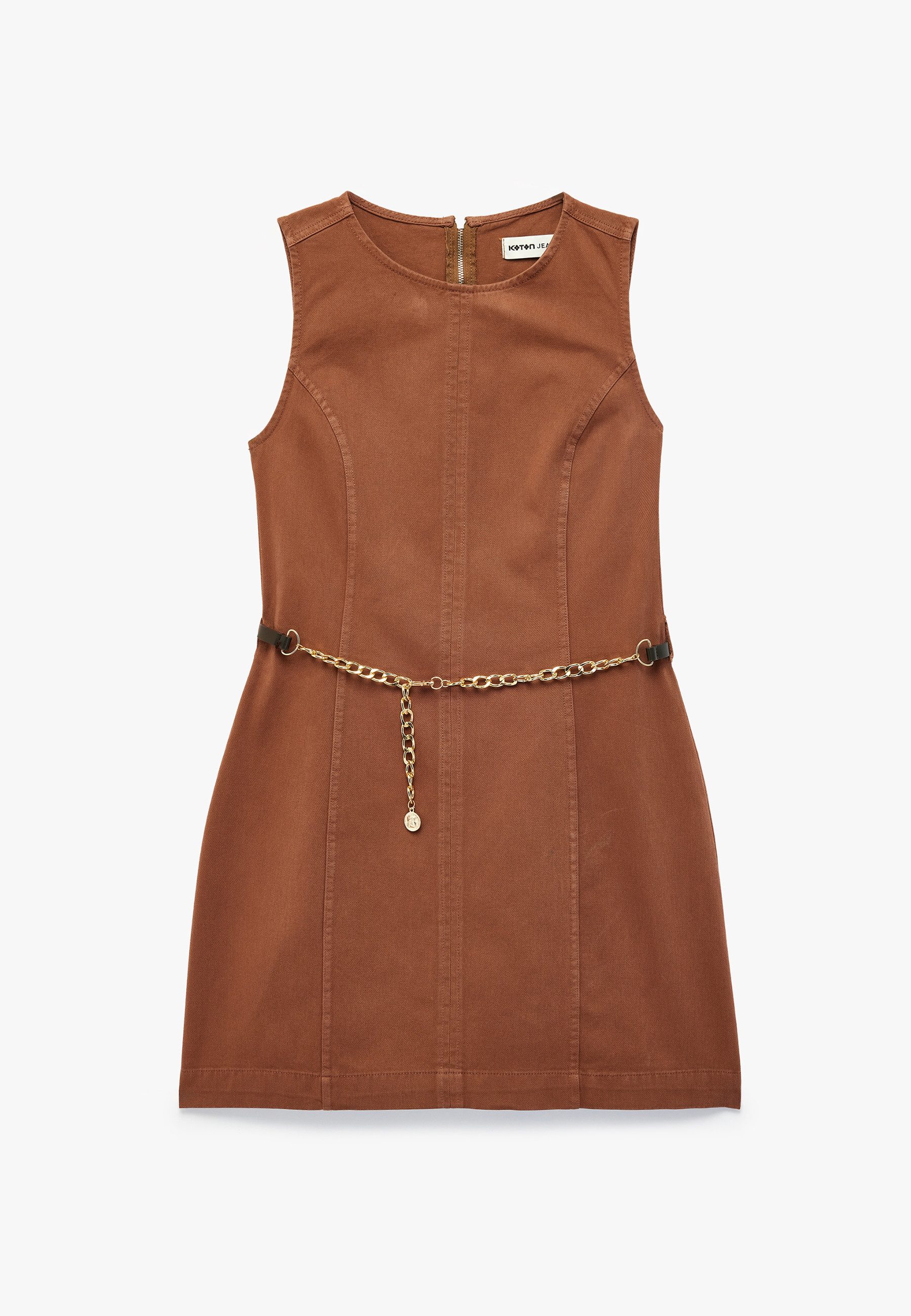 Koton Badekleid Mit Bauchgurt Rundhalsausschnitt Jeanskleid