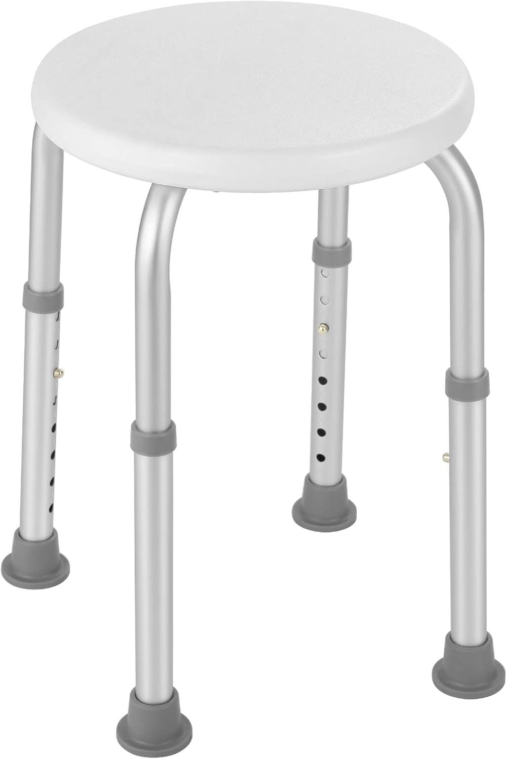 TLGREEN Duschhocker Badhocker, Duschstuhl mit Rutschfesten Gummifüßen, belastbar bis 135 kg,8-Fach Höhenverstellbar,für ältere Senioren, Schwangere