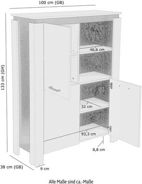 HELA Highboard DENVER, mit Winkelstollen