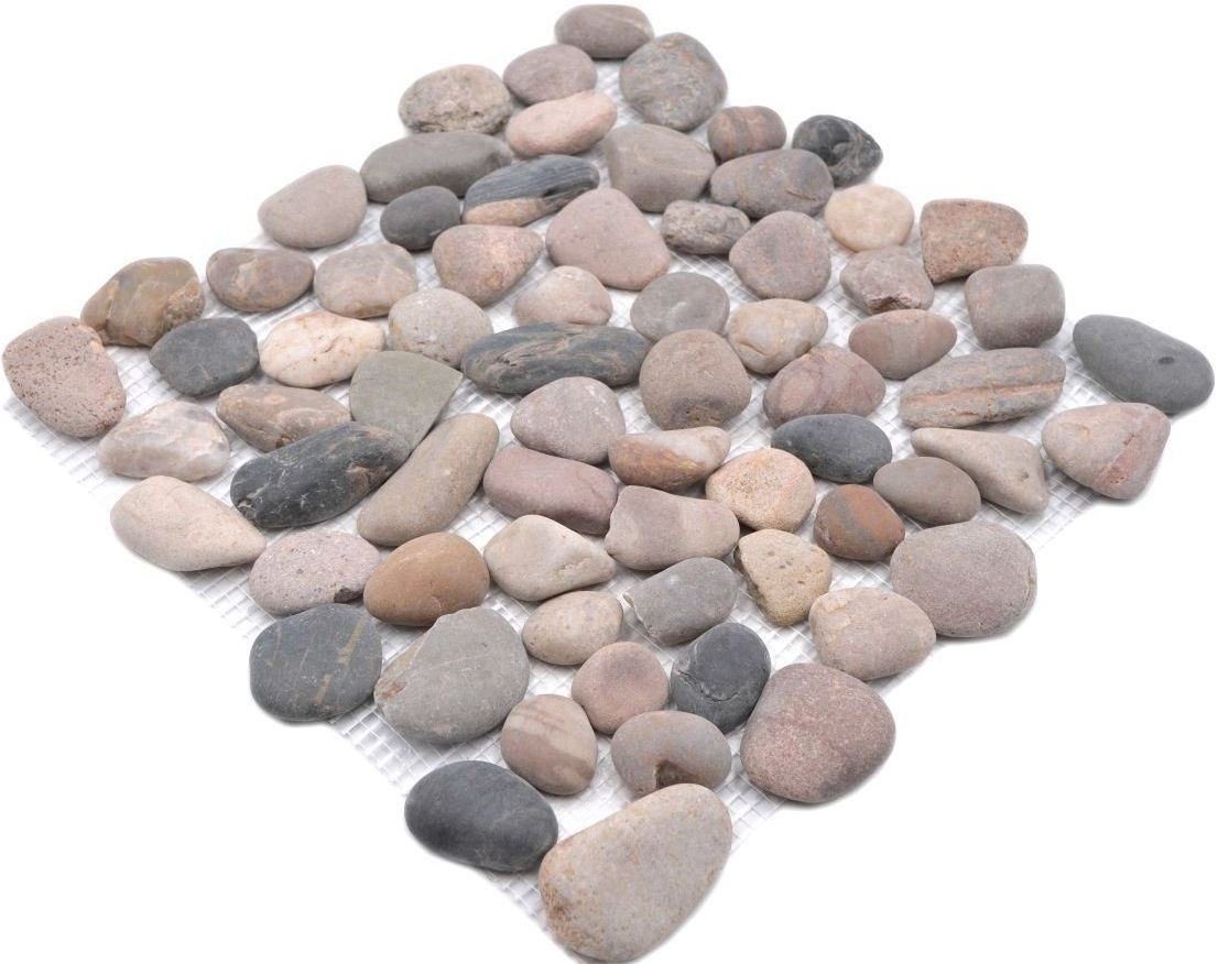 Mosani Mosaikfliesen Flußkiesel gewölbt beige grau schwarz creme anthrazit günstig online kaufen
