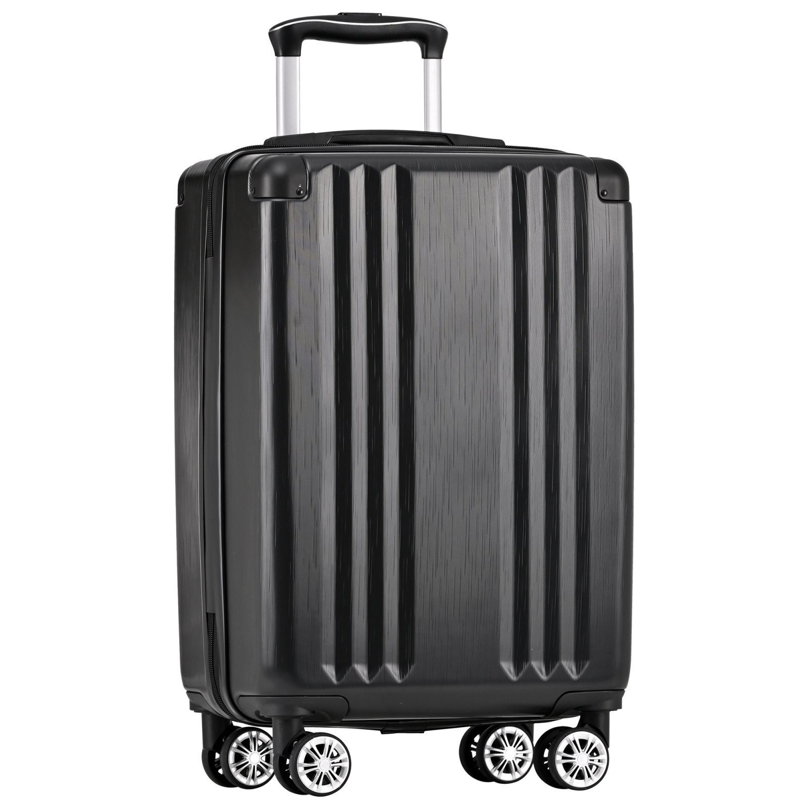 SEEZSSA Hartschalen-Trolley Hartschalen Koffer, Rollkoffer, Reisekoffer, Handgepäck Koffer, 4 Rollen Reisekoffer mit TSA-Schloss und Universalrad 56.5x37.5x22.5cm Schwarz