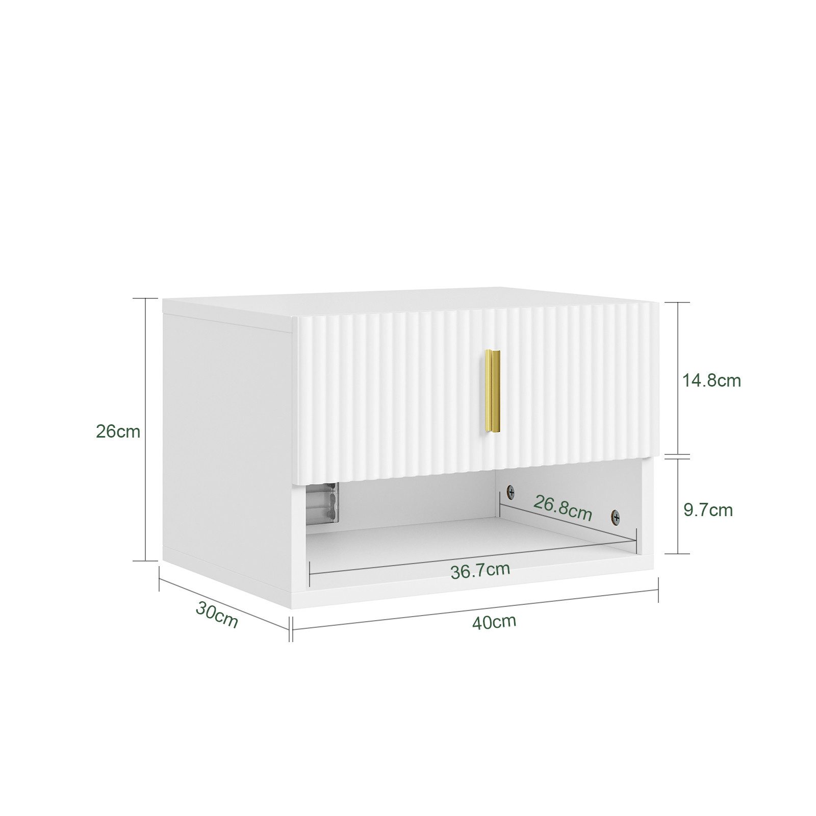 SoBuy Beistelltisch FBT176, Schwebender Nachttisch mit LED-Sensorleuchte, Wandregal weiß, Nachttisch hängend, Nachtschrank, für Wohnzimmer und Schlafzimmer – Bild 4 von 5