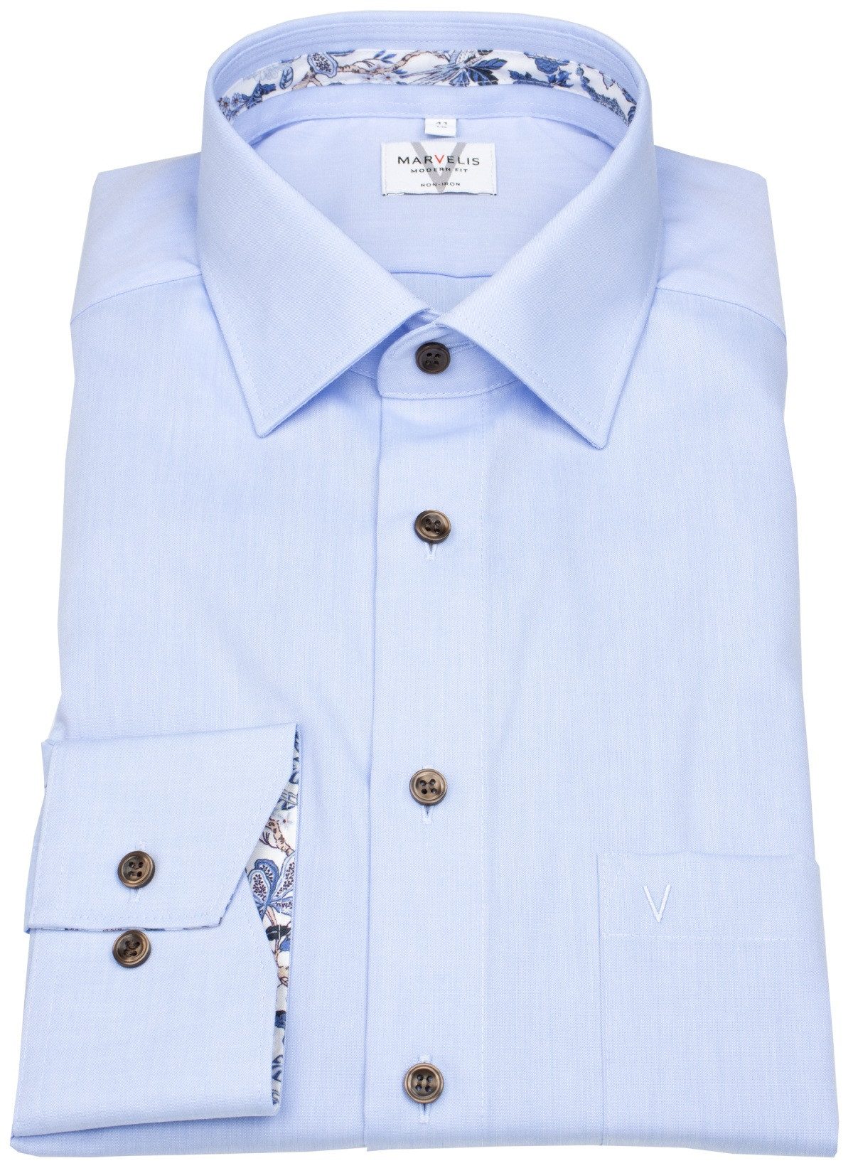 MARVELIS Businesshemd Modern Fit leicht tailliert bügelfrei Kentkragen günstig online kaufen