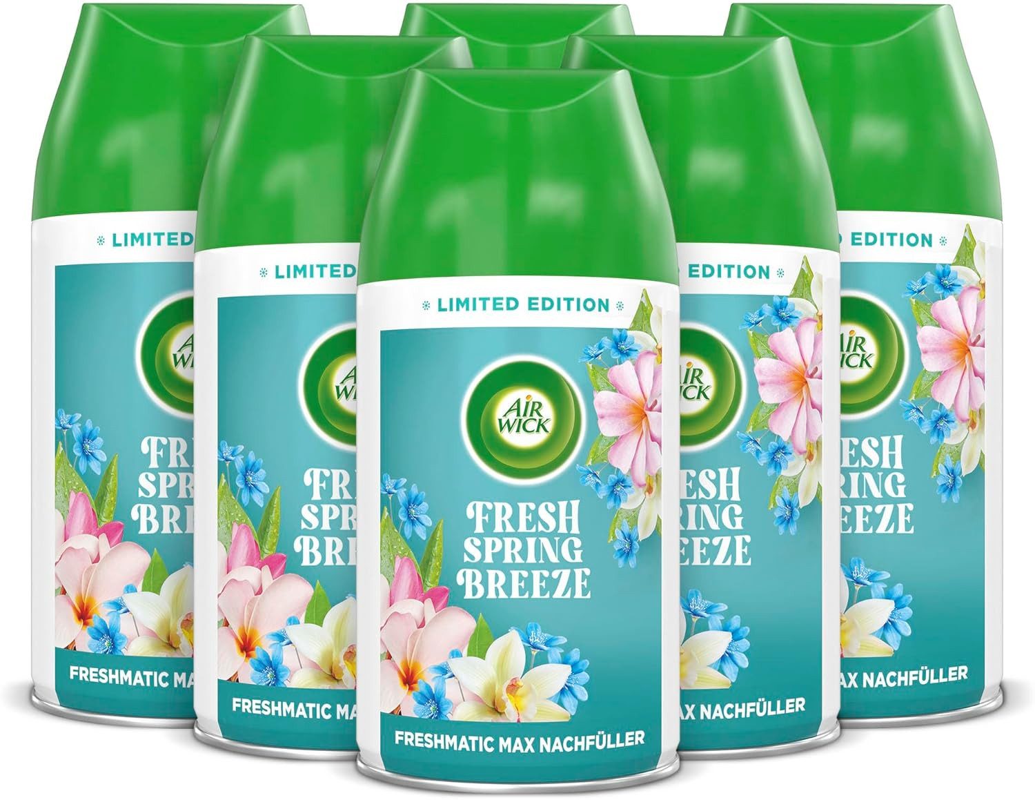 Air Wick Raumduft Freshmatic Max Nachfüller Fresh Spring Breeze 6 x 250ml (Jahresvorrat, 6-St), Limitierte Edition