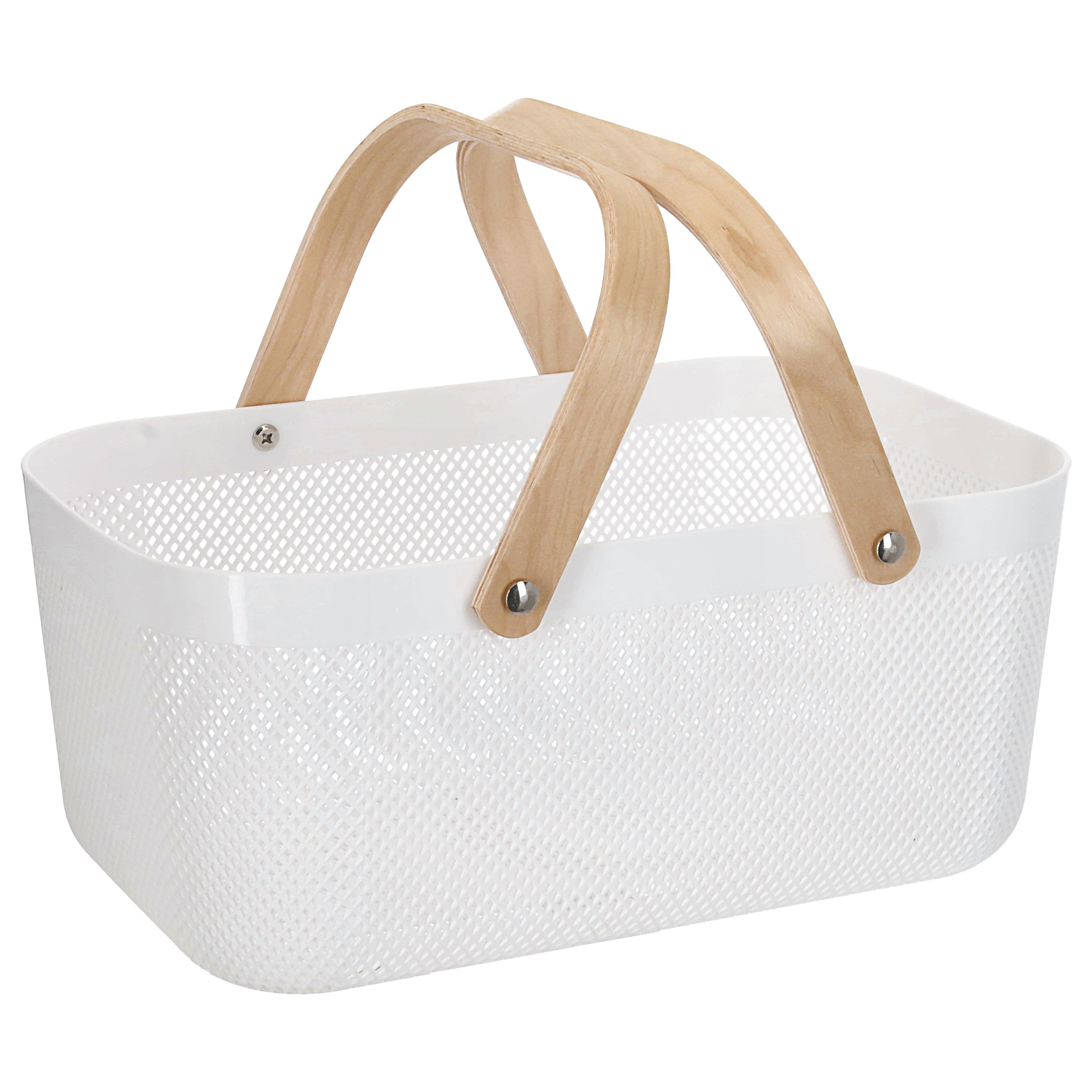 CEPEWA Aufbewahrungskorb Aufbewahrungskorb Henkel PP Birkenholz 40x18x24cm weiß natur Box