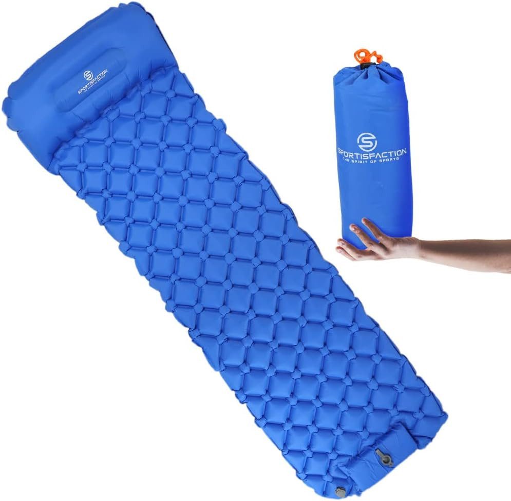Sportisfaction Isomatte Isomatte Selbstaufblasend 600g Ultraleicht Campingmatte 190x58x5cm, Ergonomische Wabenstruktur Robuste Isomatte für Outdoor & Wandern