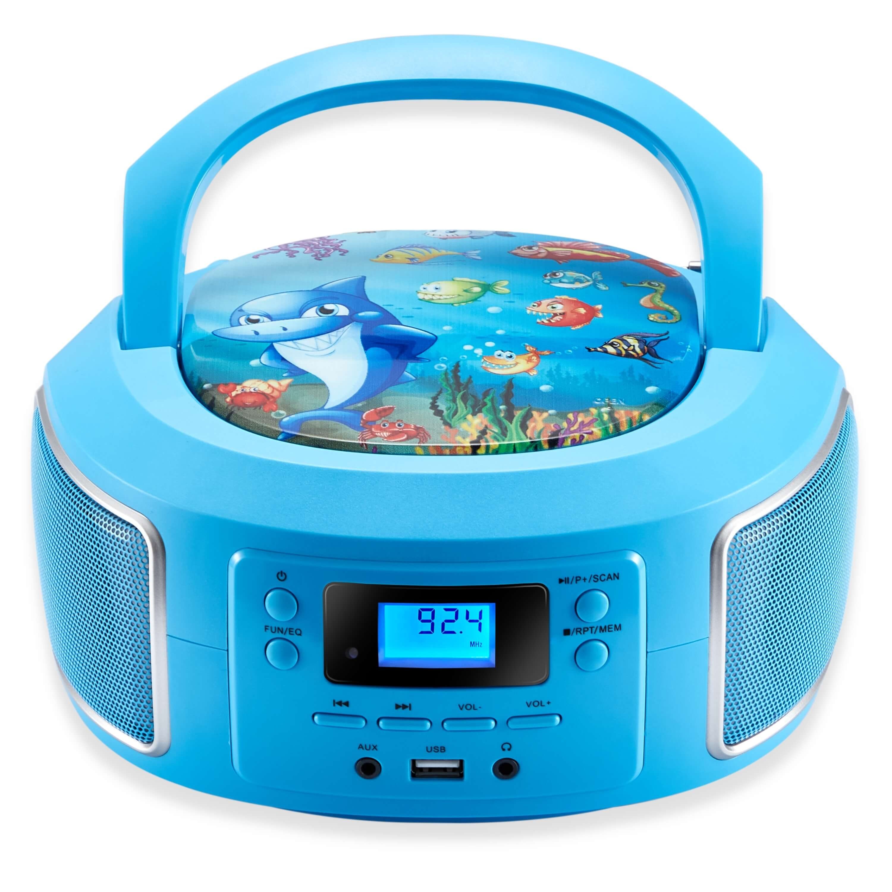 Cyberlux CL-930 tragbarer CD-Player (CD, Kinder CD Player tragbar, Boombox, Musikbox, FM Radio mit MP3 USB)