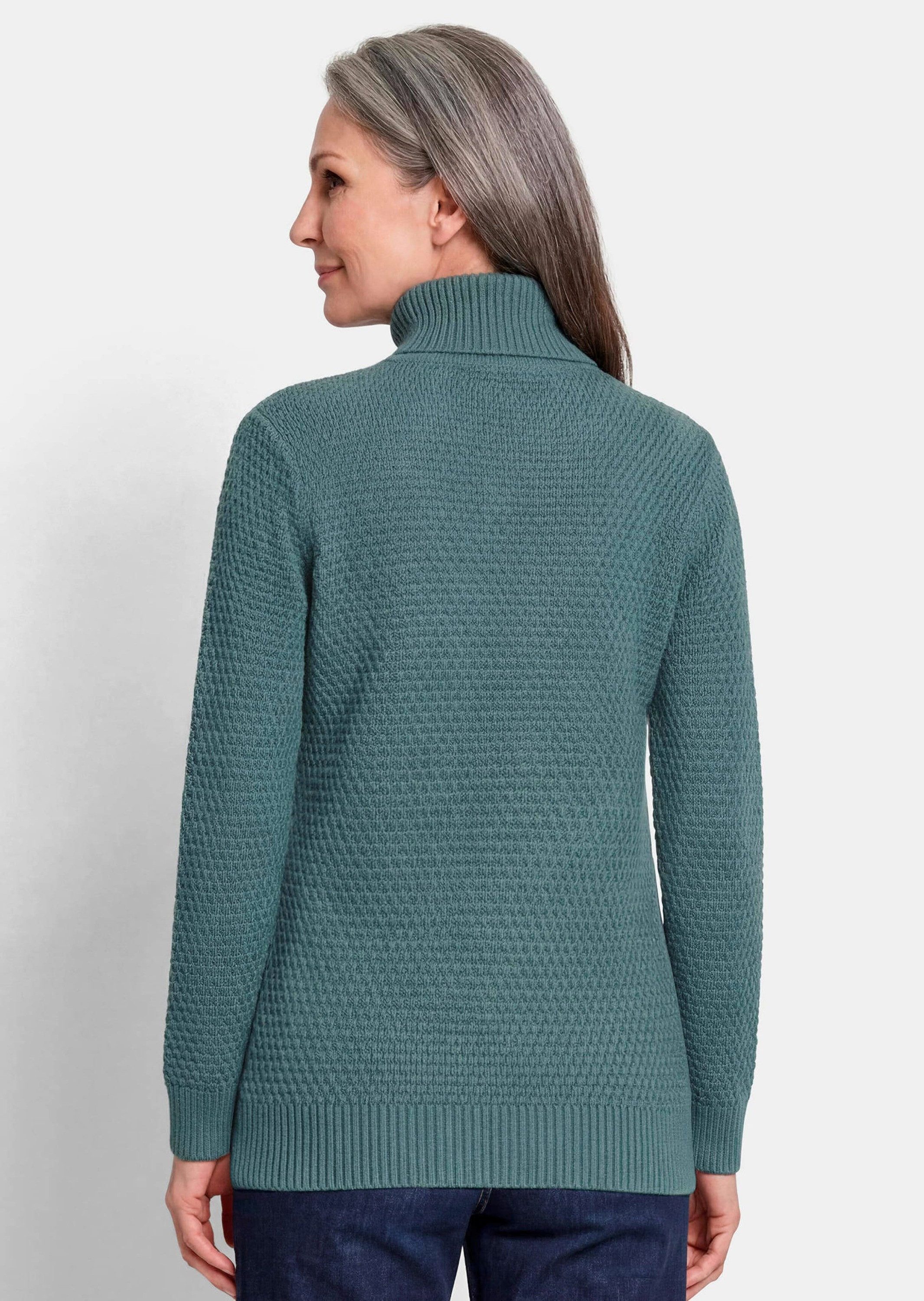 GOLDNER Rollkragenpullover Rollkragenpullover in Reiskornoptik Warmer Strickpullover mit Merinowolle und Rippenbündchen
