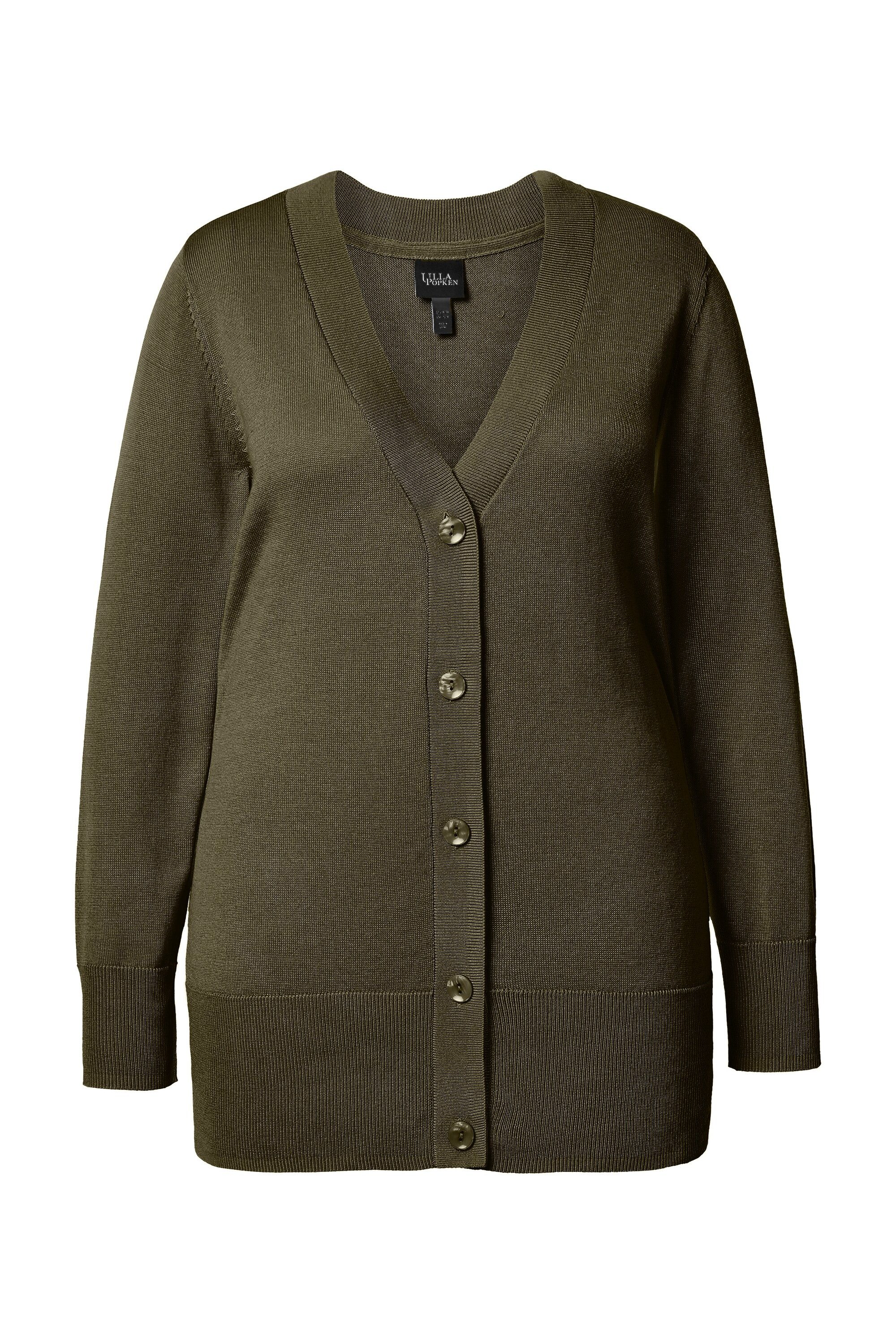 Ulla Popken Strickjacke Strickjacke V-Ausschnitt Knopfleiste Feinstrick Bestseller – Bild 2 von 4