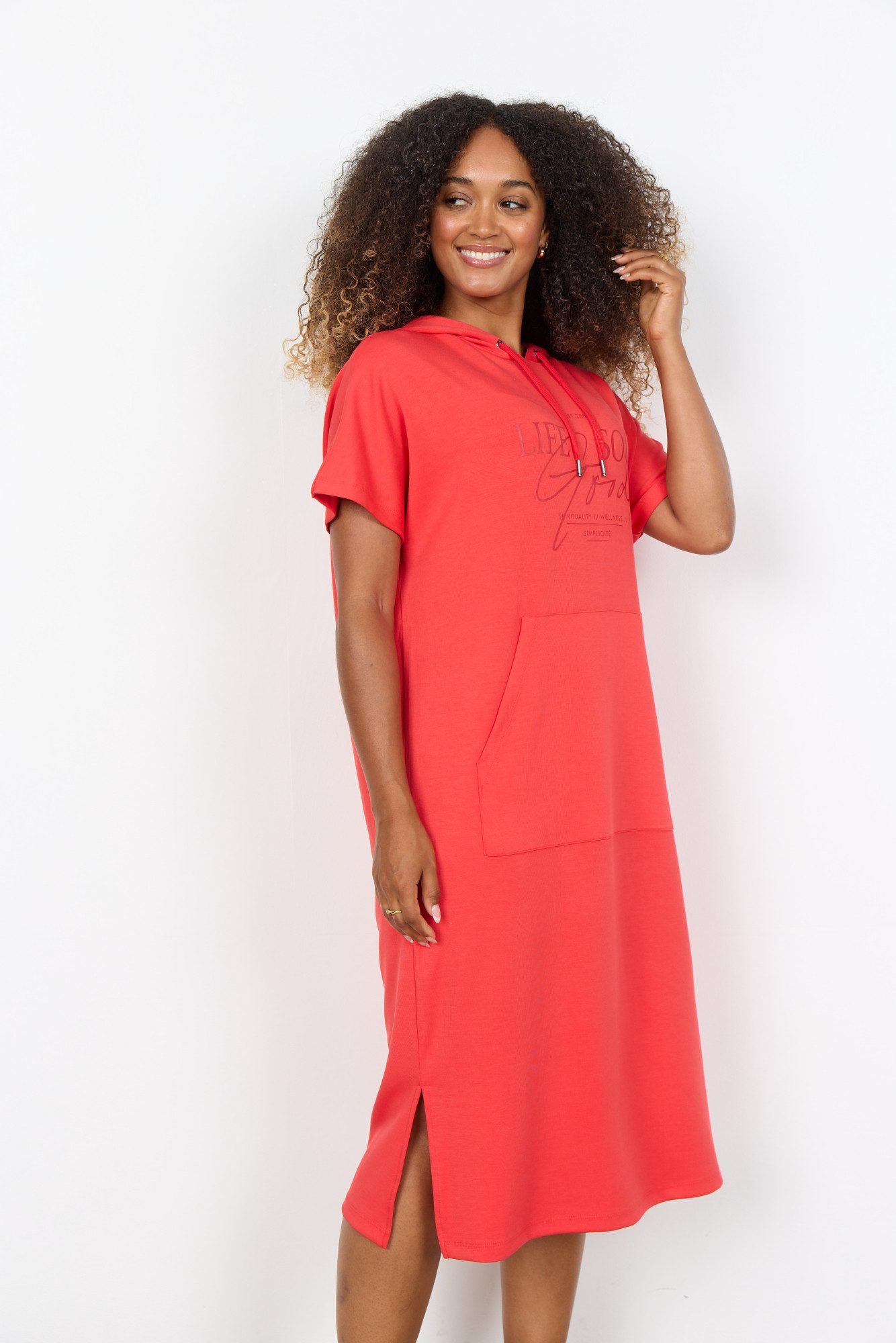 soyaconcept Shirtkleid SC-BANU 302 Materialmix mit Stretch, Kapuze