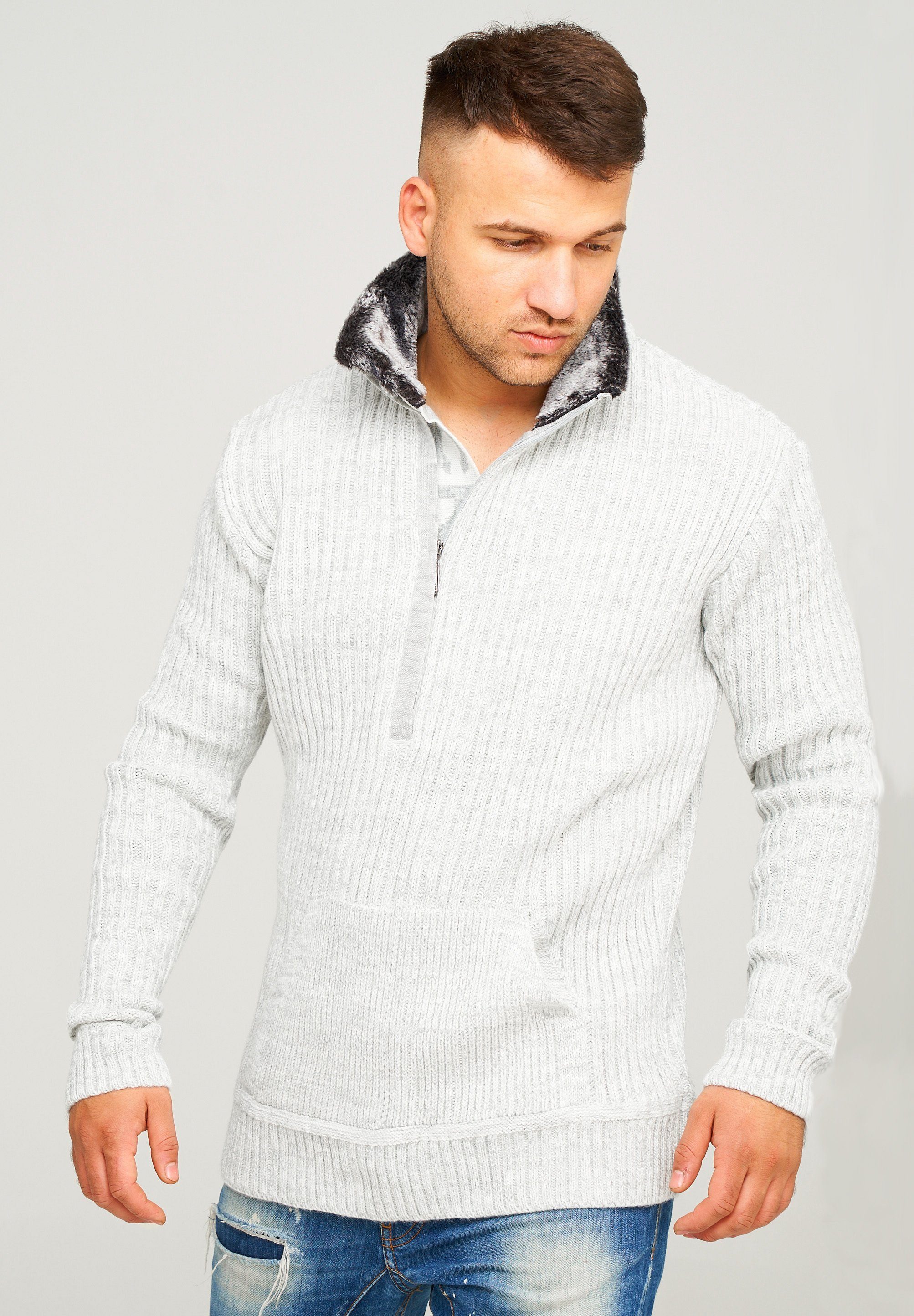 CARISMA Strickpullover CRSORTLAND Grobstrick Troyer Pullover mit Kunstfell