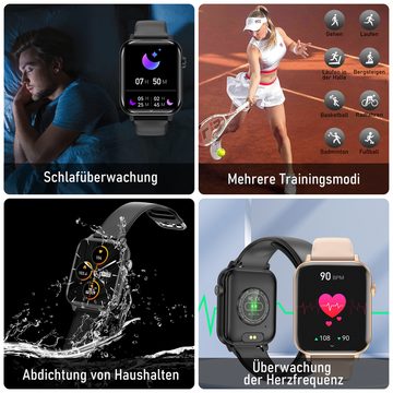 walkbee Smartwatch Fitness Tracker Uhr für Damen Herren mit Telefonfunktion Watch (5 cm/1.96 Zoll Full-Touch Zoll) IP67 Wasserdicht Fitness Uhr,Frauengesundheit,Fitness Tracker mit Schrittzähler, Always-on-Screen-Funktion, Sportuhren mit Herzfrequenzmessung, Blutsauerstoffmessung,2 Austauschbare Armbänder.