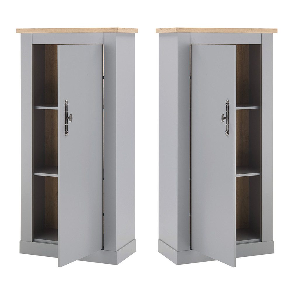 Lomadox Kommode CHATHAM-61, grau mit Artisan Eiche Nb. 68/142/37 cm