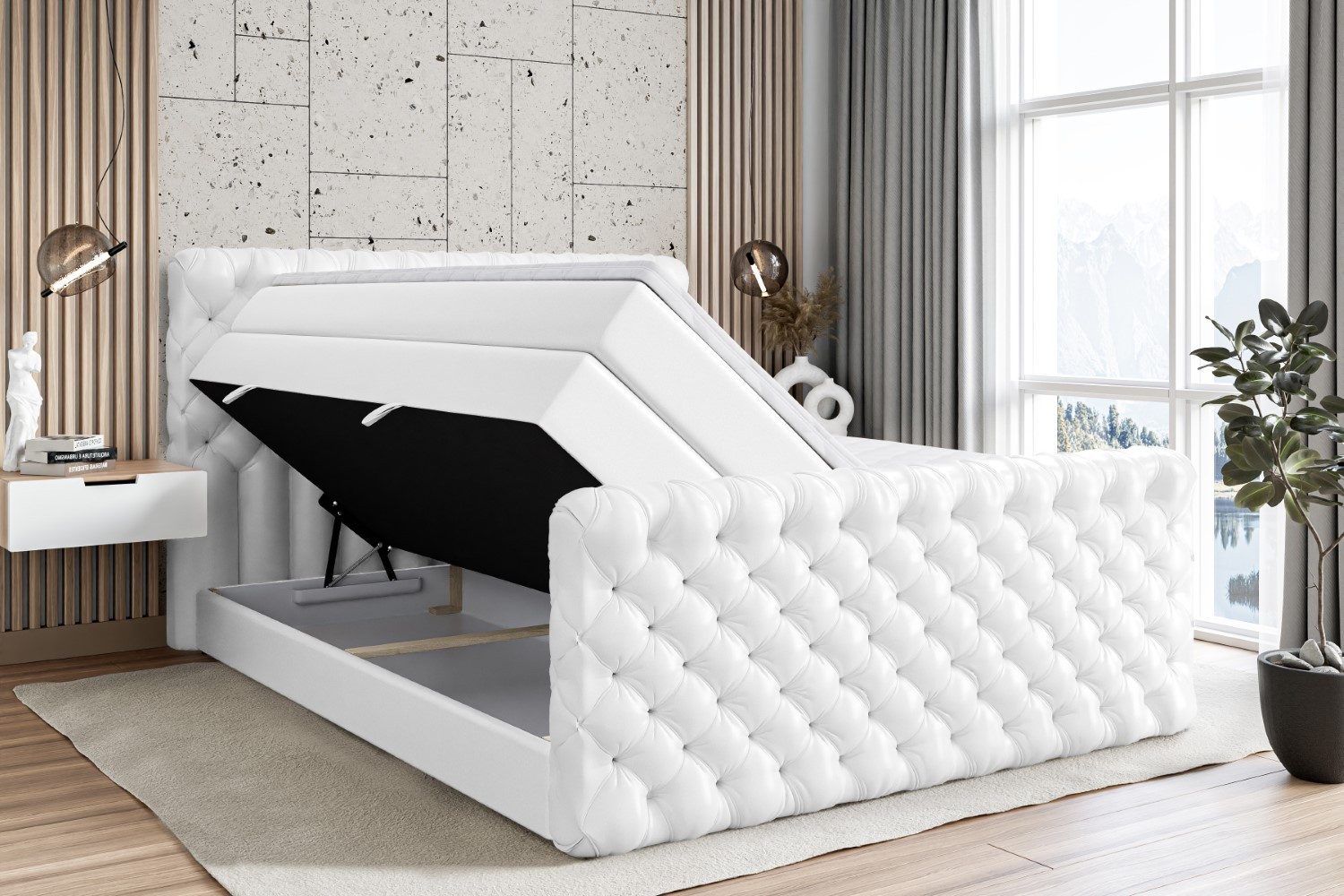 ALTDECOR Boxspringbett BOXI8-Z KING (Multipocket-Matratze H4, H3 Matratze Bonellfederung, Topper, Kopfteil), Doppelbett mit Fußteil