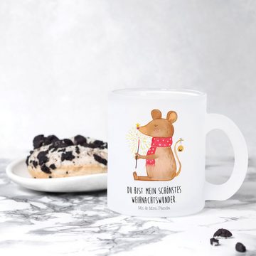 Mr. & Mrs. Panda Teeglas Maus Weihnachten - Transparent - Geschenk, Teetasse aus Glas, Teetass, Premium Glas, Edler Aufdruck