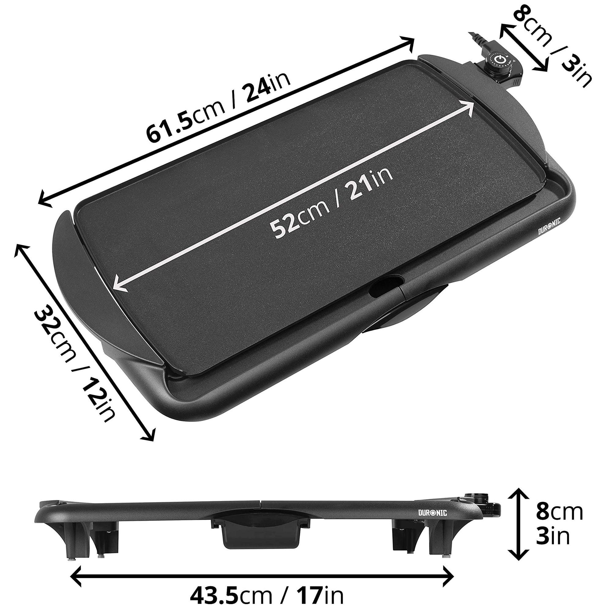 Duronic Teppanyakigrill GP20, GP20 Elektrischer Tischgrill, 52 x 27 cm flache Grillplatte, Plancha