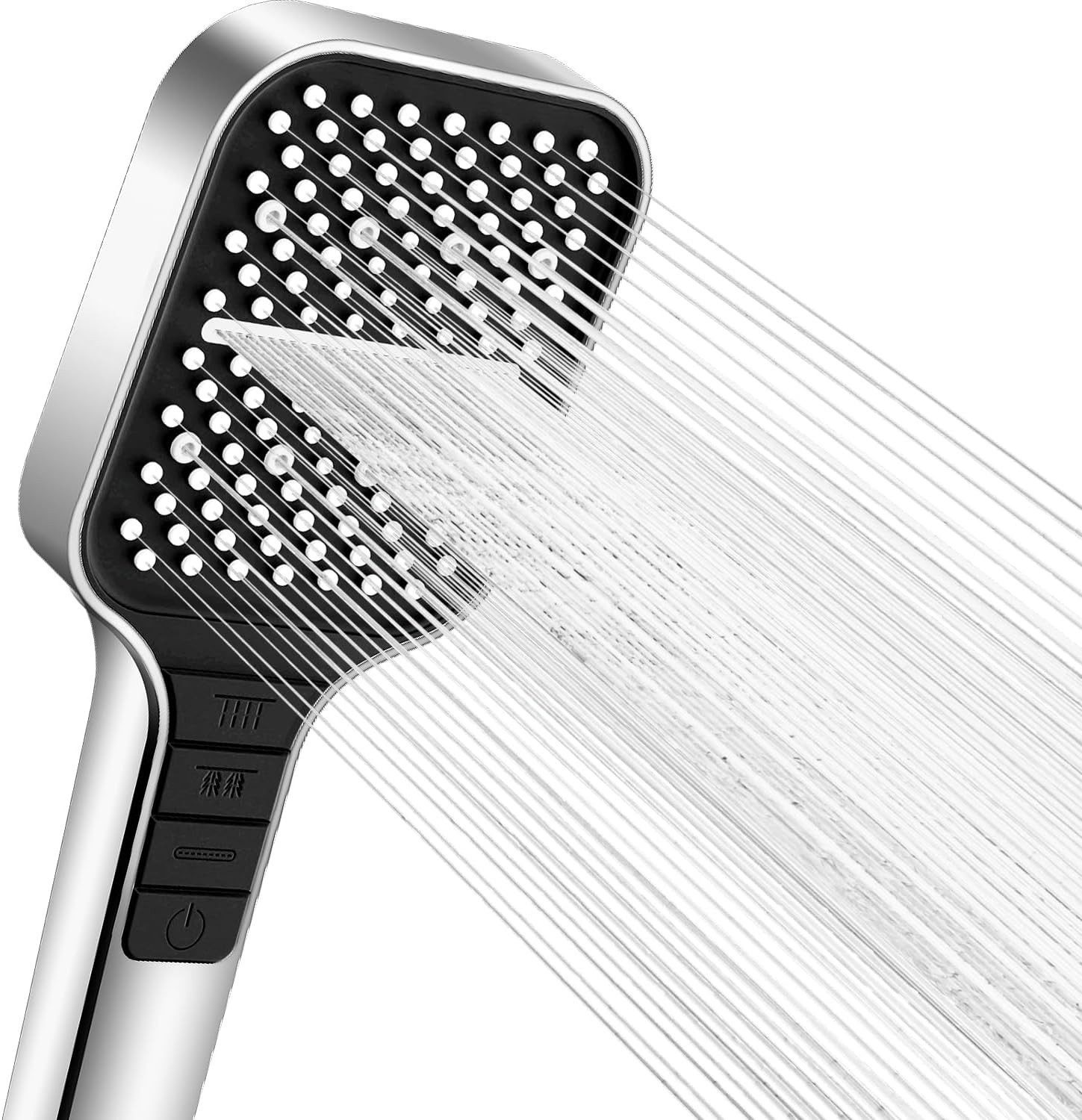 FELIXLEO Regenduschkopf Duschkopf Wassersparend 7 Strahlarte Regendusche mit Stopptaste Silber, (3-tlg)