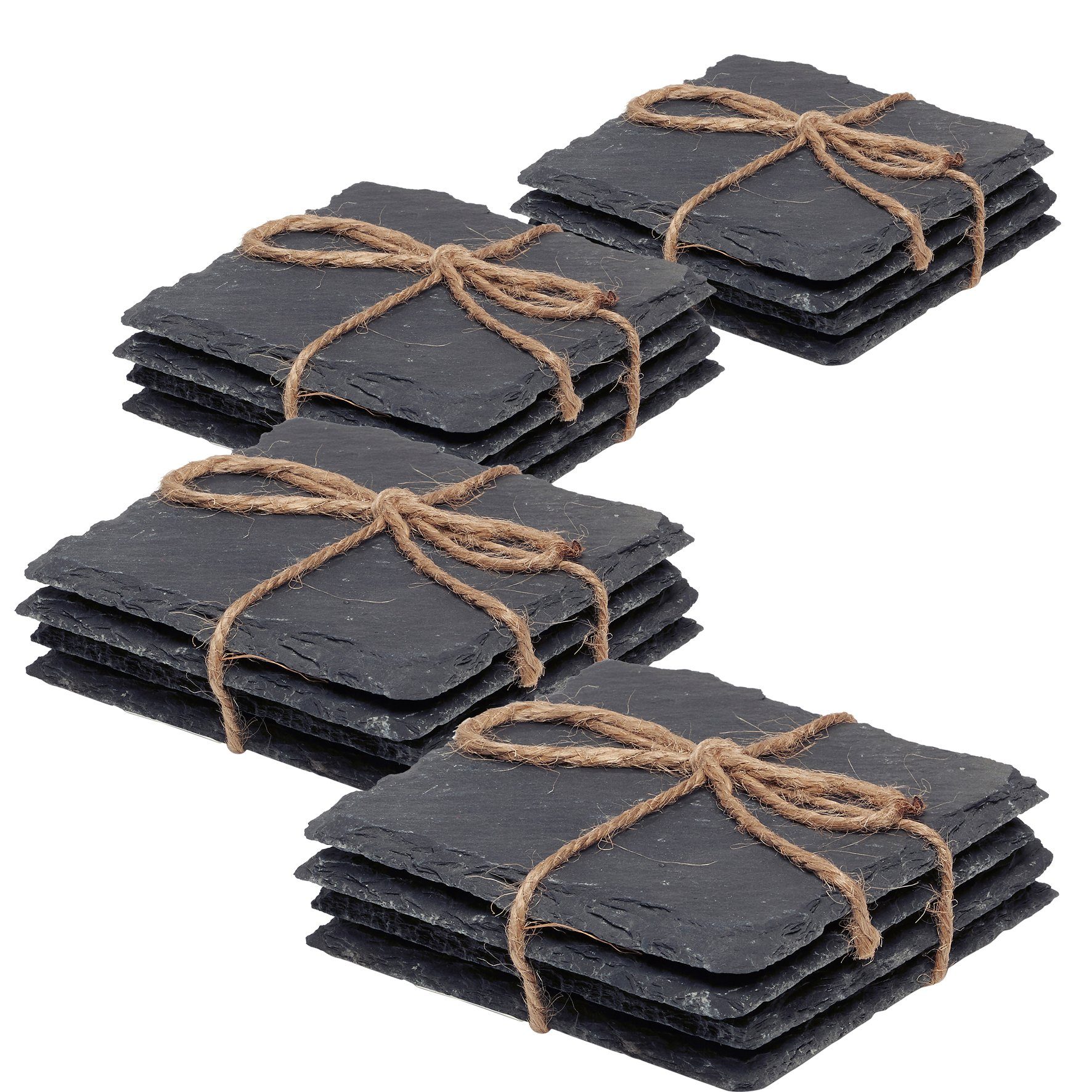 BigDean Glasuntersetzer 16er Schiefer Untersetzer Set Tischdeko Raclette Pfännchen Schick, Zubehör für Tischdeko, Set, 16-tlg., Natur Pur