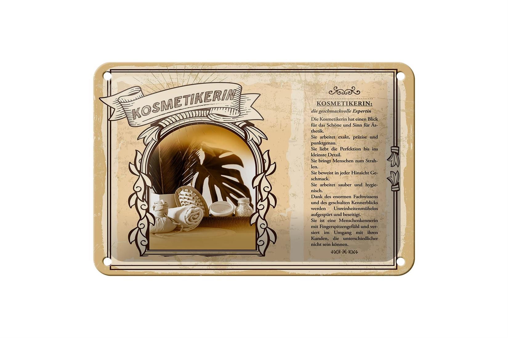 Femer GmbH Metallschild Berufe 18x12cm Kosmetikerin Expertin Ästhetik Schild, (1 St), gewölbte Oberfläche, abgerundete Ecken, umgeschlagene Kanten