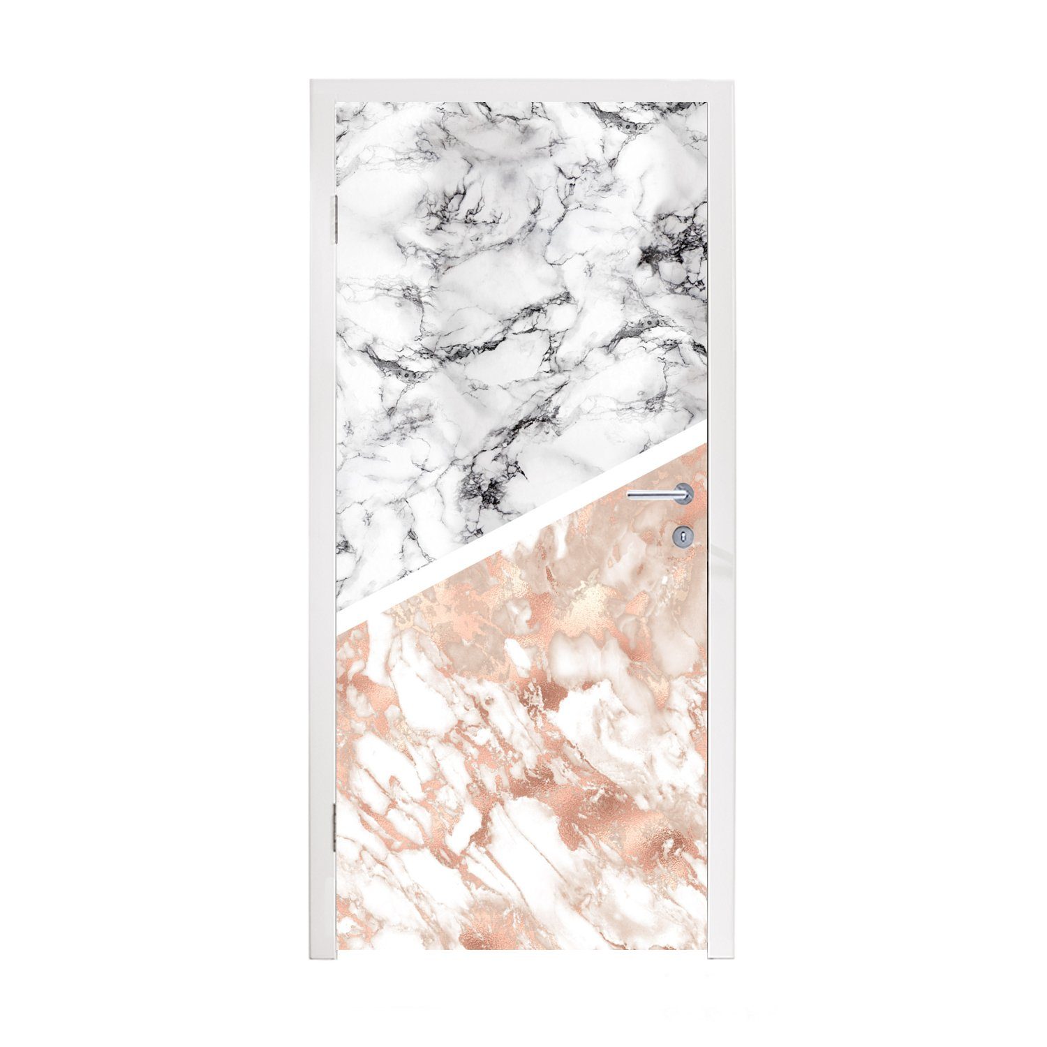 MuchoWow Türtapete Marmor Türaufkleber, cm St), Tür, Matt, Luxus, 75x205 für - Rosa Fototapete (1 - - bedruckt, Abstrakt
