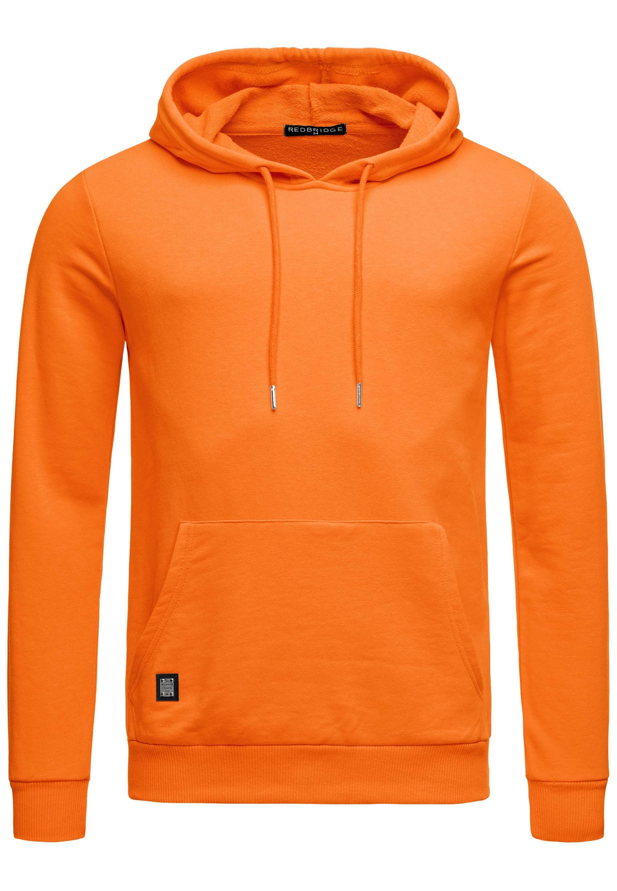 Premium Kängurutasche Kapuzensweatshirt Hoodie Qualität mit Orange RedBridge