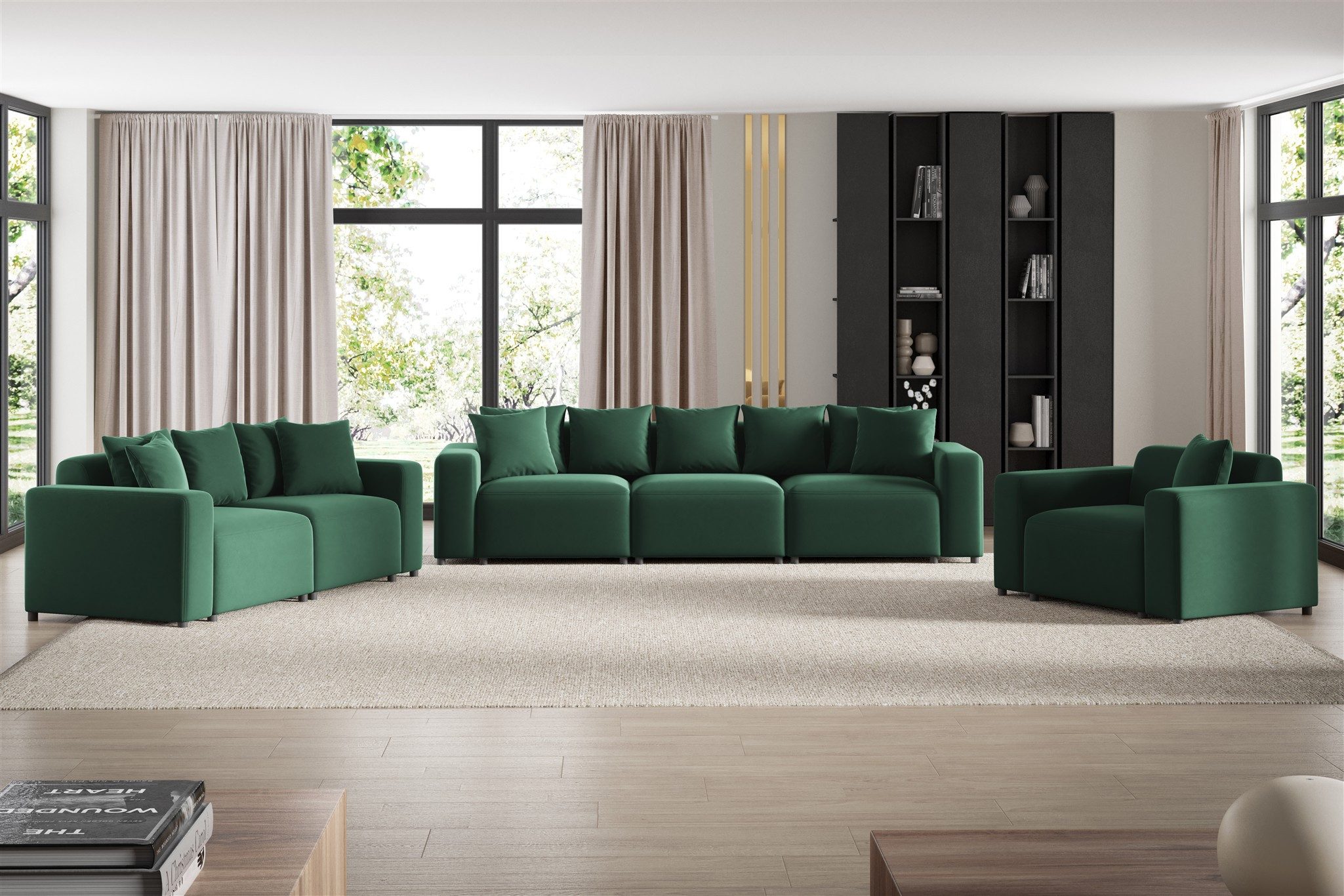 Fun Möbel 2-Sitzer Sofa Designersofa MEGAN 2-Sitzer in Stoff Salvador, inkl 5 Zierkissen, Rücken echt bezogen