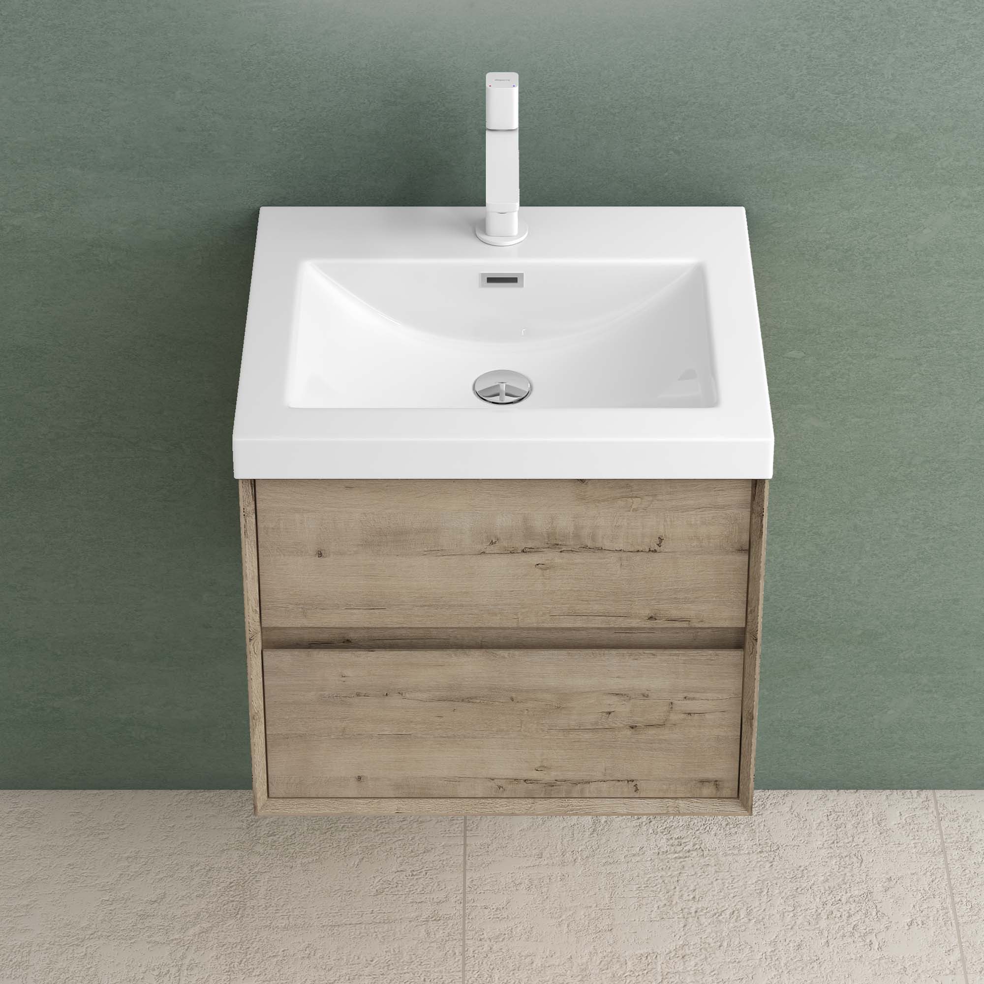 Mai & Mai Waschtisch-Set Waschtisch mit Unterschrank und Mineralguss-Waschbecken Hängend Rimo, mit 2 Schubladen – Bild 3 von 5