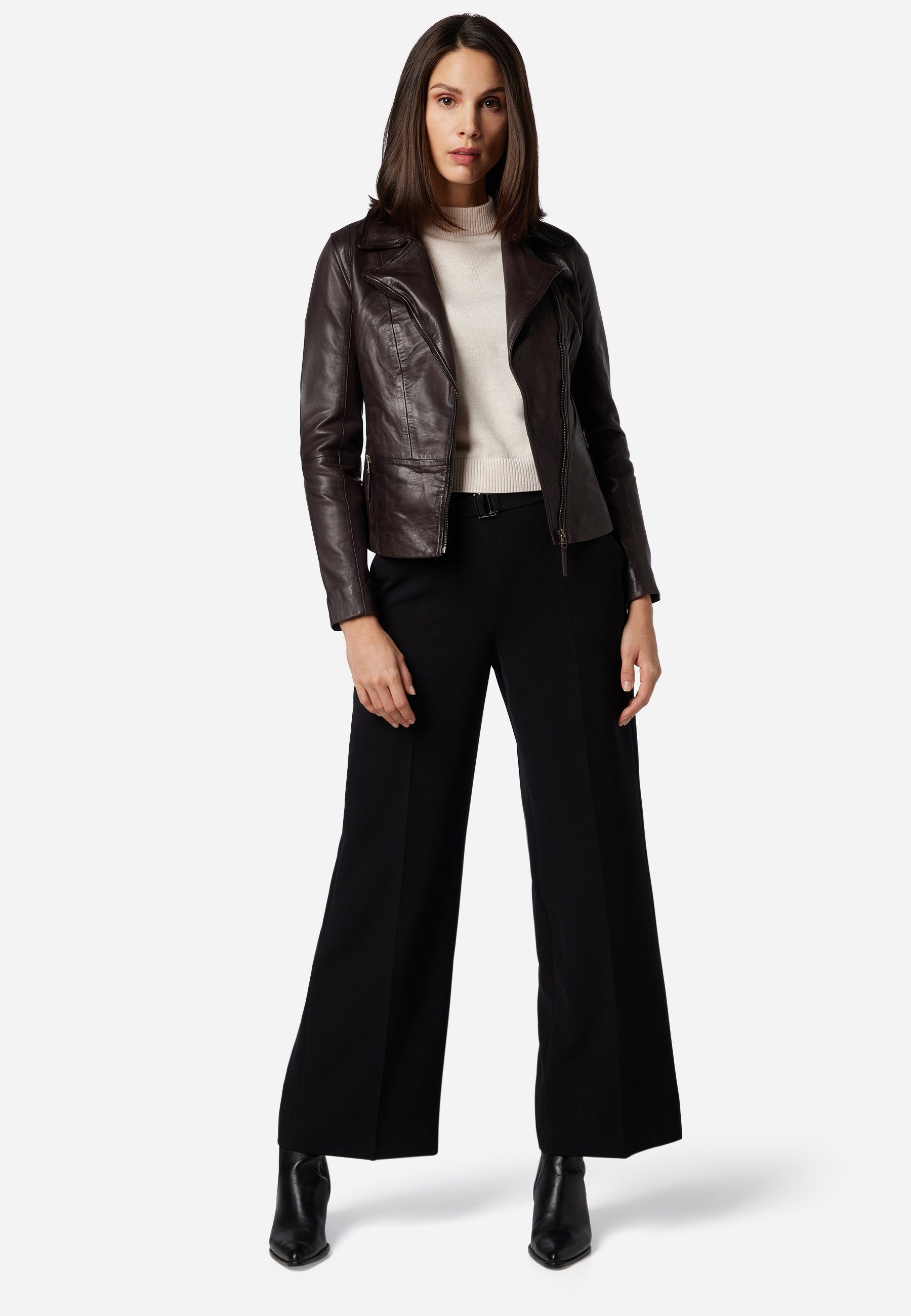 RICANO Lederjacke Sally Lederjacke im Biker-Stil mit Reverskragen