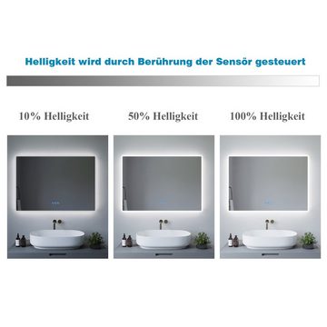 AQUABATOS Badspiegel Bad Spiegel mit LED Beleuchtung Badezimmerspiegel mit Licht (Badspiegel LED Lichtspiegel 140x70cm 100x70cm 160x70cm Abgerundete Ecken 2 Lichtfarben Touch Sensor, Wandschalter, Speicher, Dimmbar, Kaltweiß 6400K, Warmweiß 3000K), Antibeschlag, Energiesparend, IP 44, Energieeffizienzklasse A++