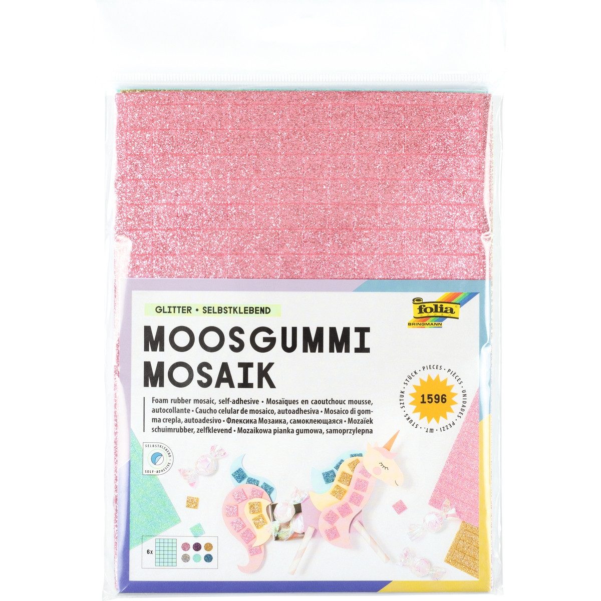 Folia Max Bringmann KG Moosgummi folia Moosgummi Mosaik Glitter selbstklebend mehrfarbig 1596 Teile