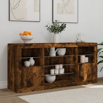 vidaXL Sideboard Sideboard mit LED-Leuchten Räuchereiche 142,5x37x67 cm (1 St)