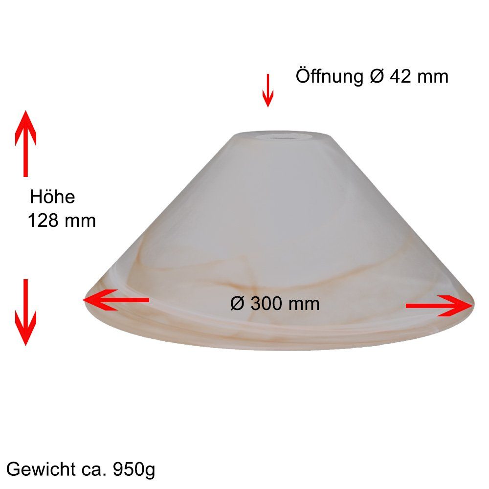 Home4Living Lampenschirm Schusterschirm weiß amber Vestaschirm Ø 300mm Lampenglas, Schlieren amberfarben