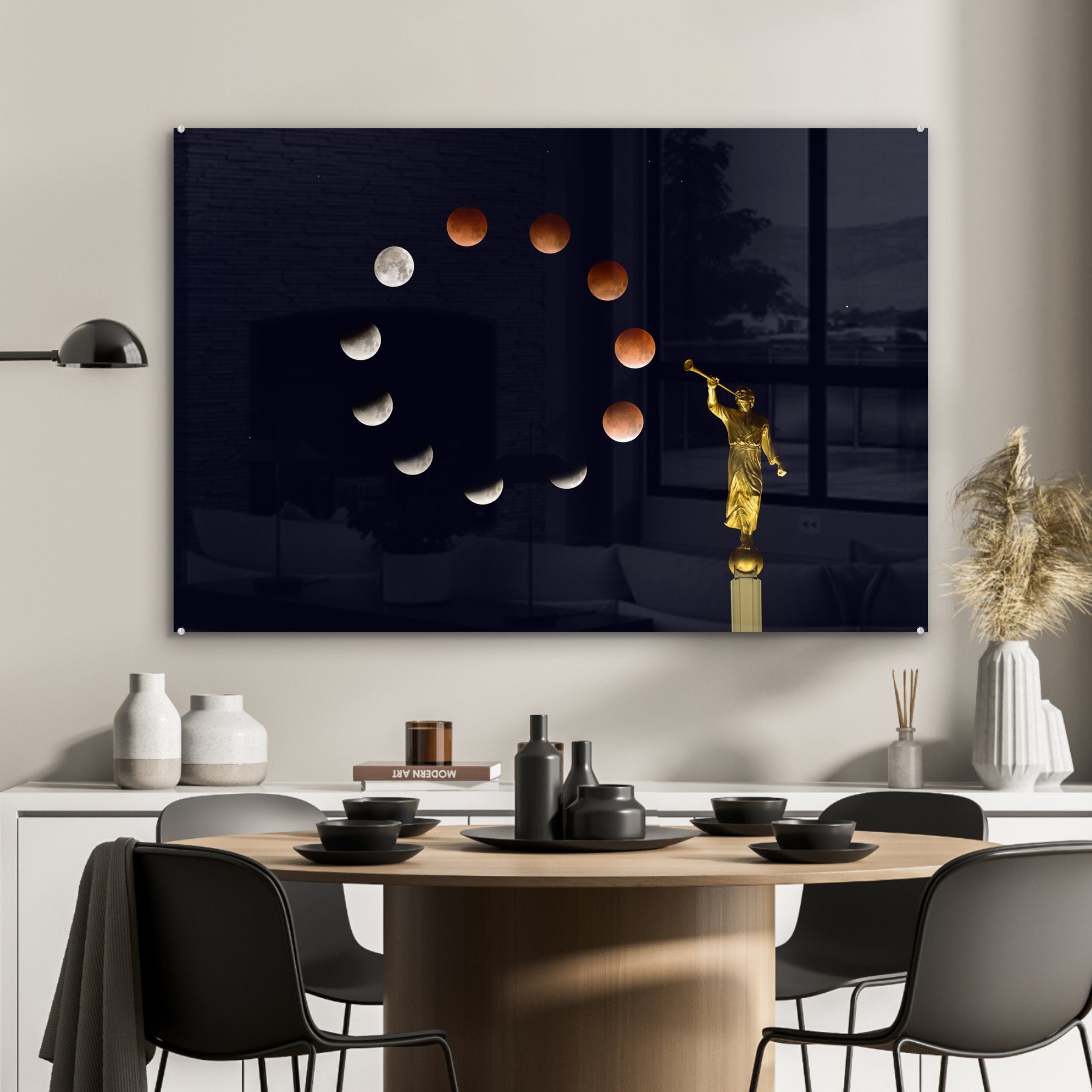 - Mond Acrylglasbilder Acrylglasbild (1 MuchoWow Bild Schlafzimmer St), - & Wohnzimmer Nacht,