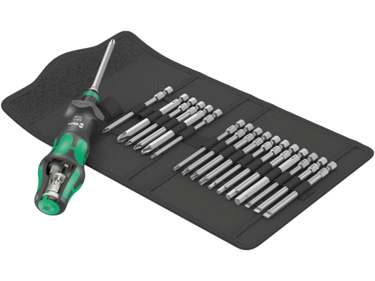 Wera Schraubendreher 826 T Kraftfrom Kompakt Turbo 1, (Set, 18 St), Vervierfacht rein mechanisch die Schraubgeschwindigkeit (ohne Akku)