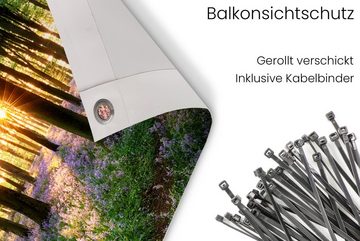 MuchoWow Balkonsichtschutz Wald - Blumen - Lavendel - Sonne - Lila - Natur (1-St) Balkonbanner, Sichtschutz für den Balkon, Robustes und wetterfest