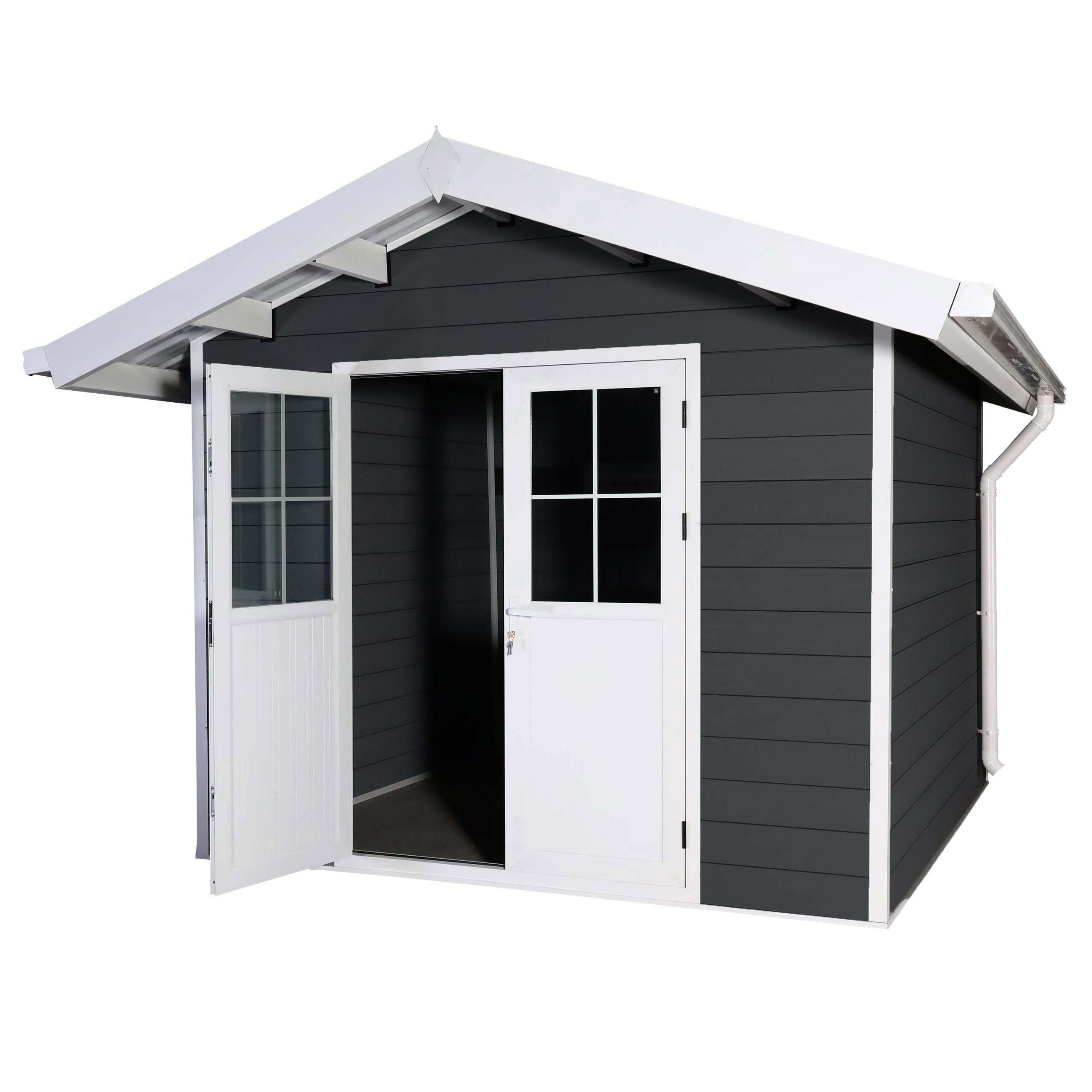 MCW Gartenhaus MCW-J94-G, BxT: 360x366 cm, Bodenplatte nicht enthalten, Maximale Schneelast Dach: 100KG/m² graphit-weiß
