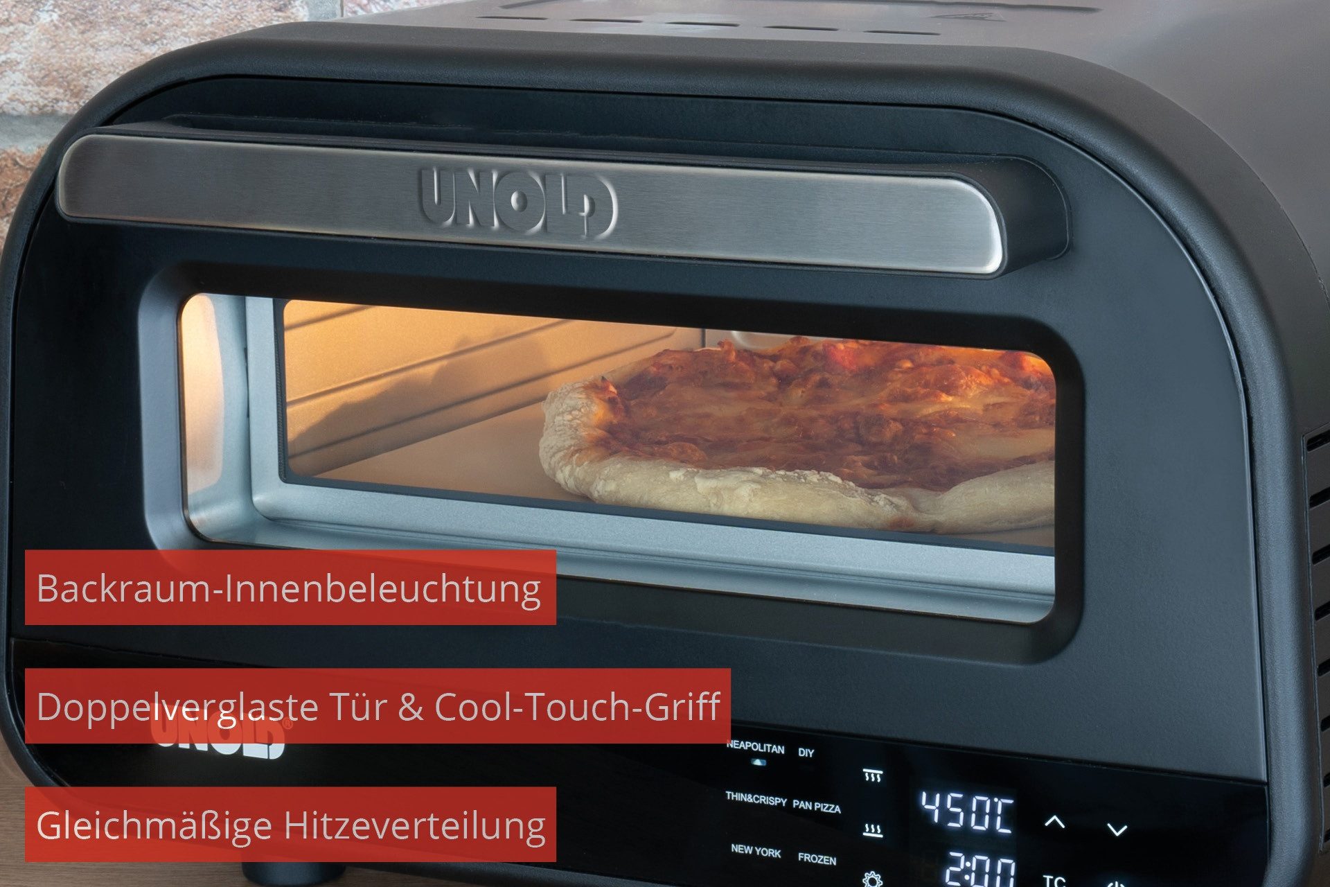 Unold Pizzaofen Don Luigi 68815, mit hitzebeständiger Türdichtung