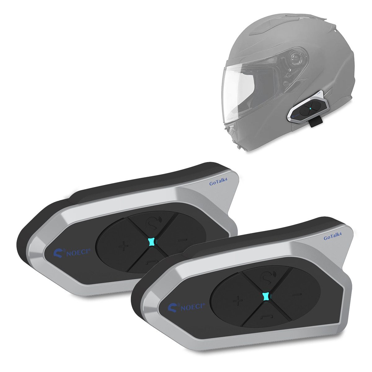 Funkgerät 2x Intercom Motorrad # GoTalk4 Bluetooth Kommunikationssystem mit Head