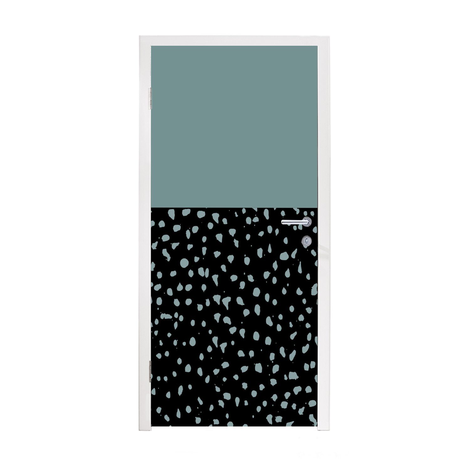 MuchoWow Türtapete Polka dots - Grün - Schwarz, Matt, bedruckt, (1 St), Fototapete für Tür, Türaufkleber, 75x205 cm
