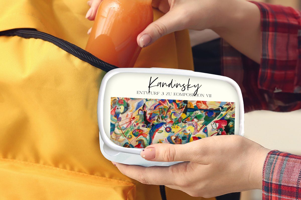 Abstrakt, und Kinder - und (2-tlg), Lunchbox Brotdose, MuchoWow Wassily Erwachsene, Malerei Brotbox weiß Jungs Kunststoff, - Kandinsky Mädchen für für
