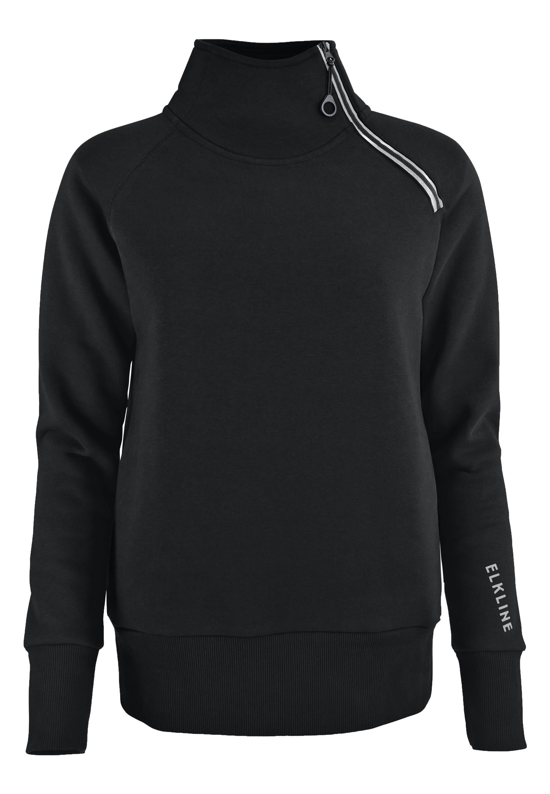 Elkline Sweatshirt Performance Stehkragen mit Reißverschluss und Seitentaschen black