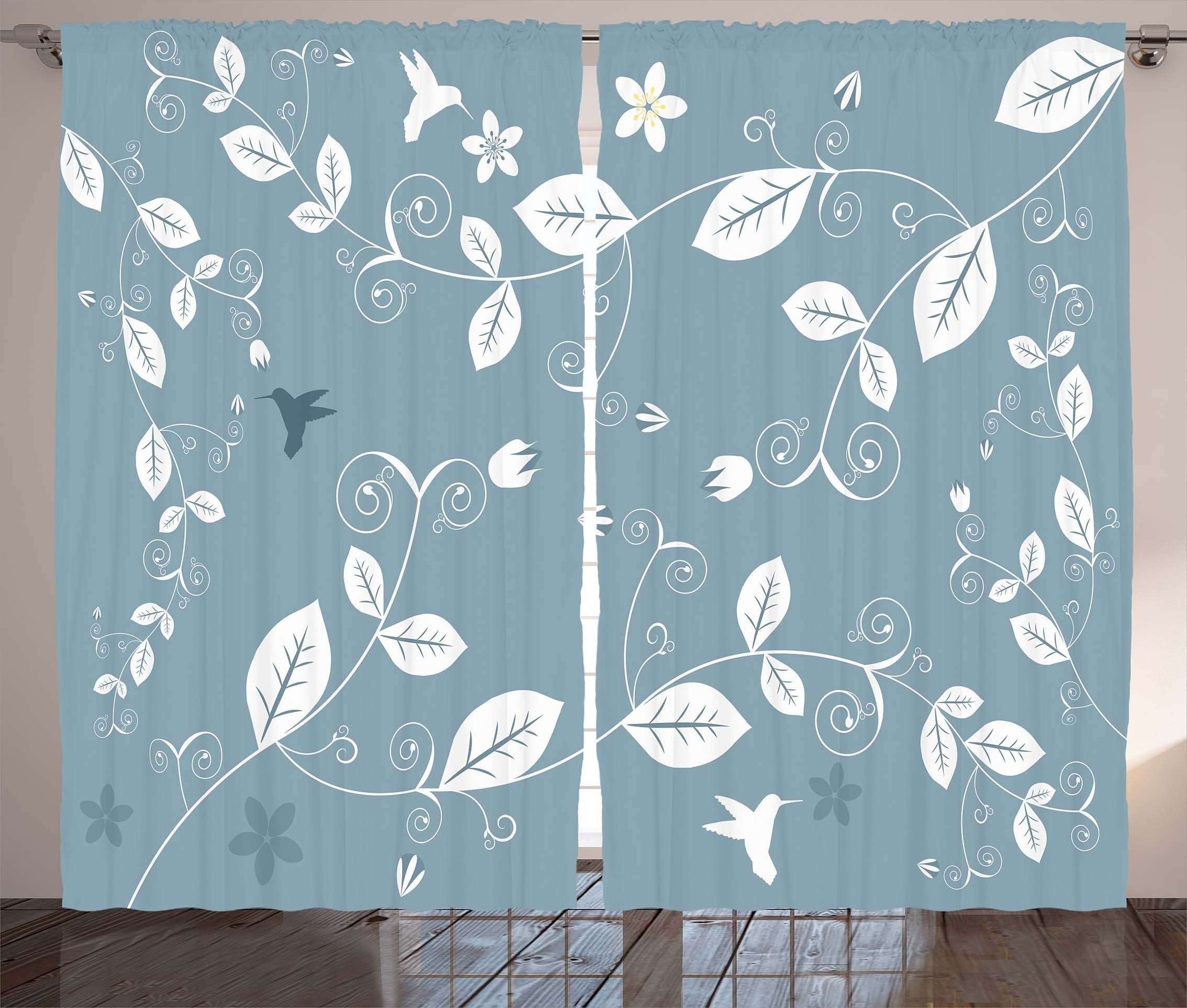 Vorhang Blätter und Blüten Blumen Haken, Ivy Gardine mit Knospen Schlafzimmer Abakuhaus, Kräuselband Schlaufen
