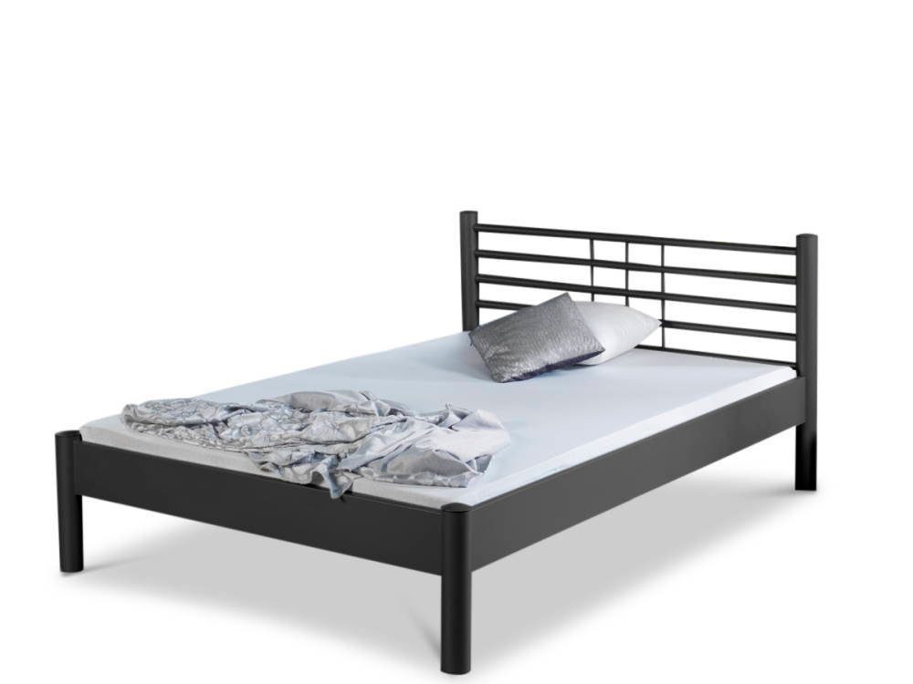 BedBox Metallbett schwarz Mia, klassisches Kopfteil, und Metall, stabil Metallbett pulverbeschichtetes modernes langlebig