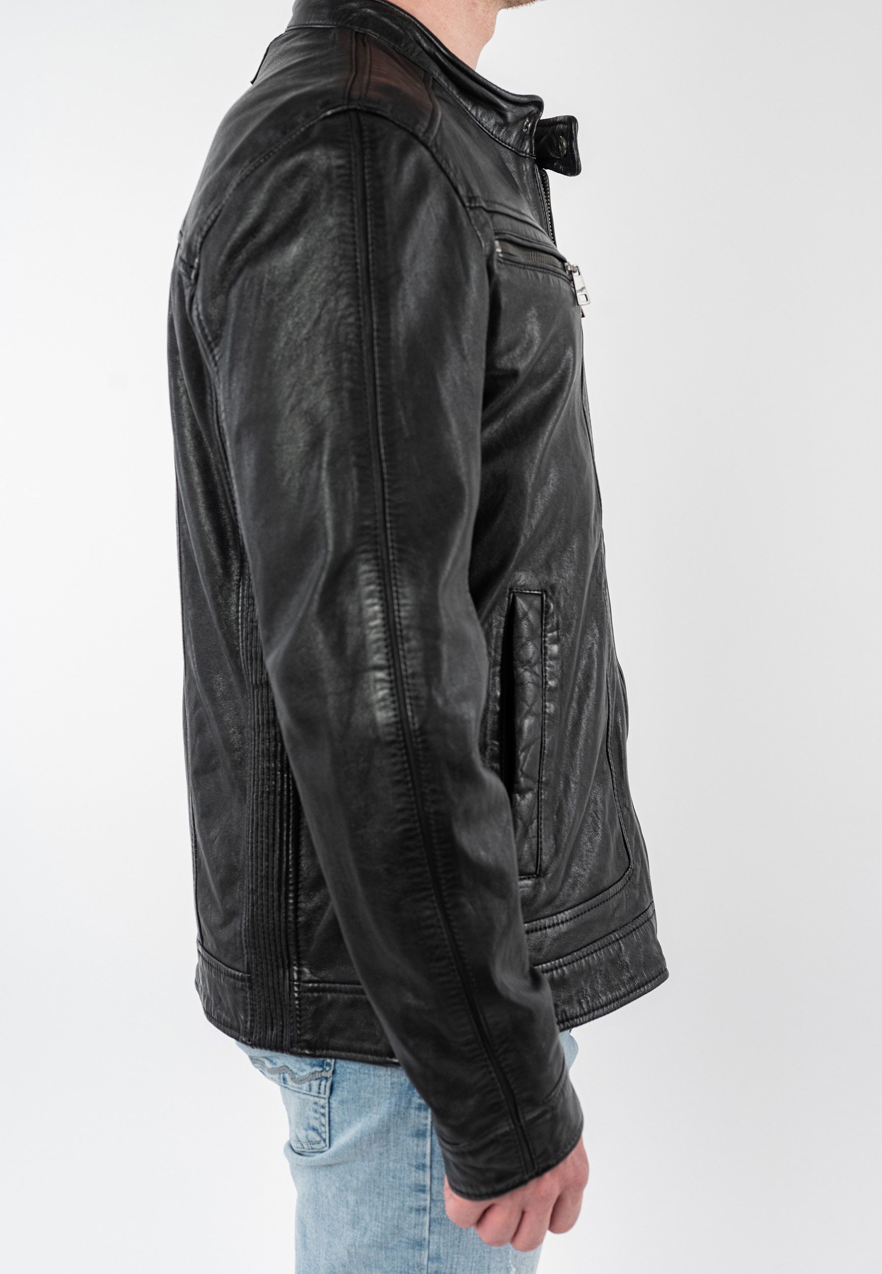 Mauritius Lederjacke MMRoley mit Bikerkragen