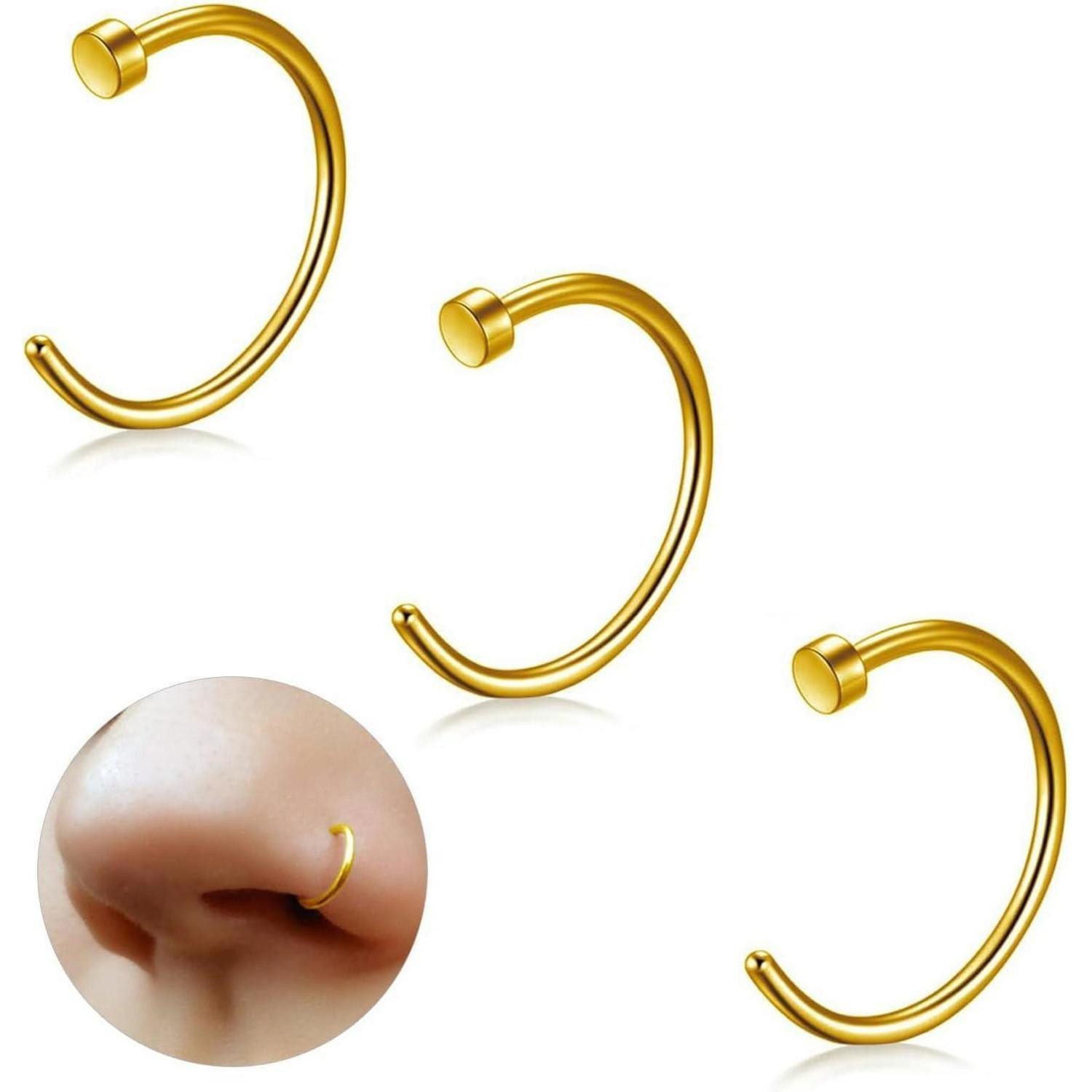 LuxusKollektion Nasenpiercing Nasenpiercing Nasenring Septum Titan Fake Gold-B (20g)0.8mm----10mm