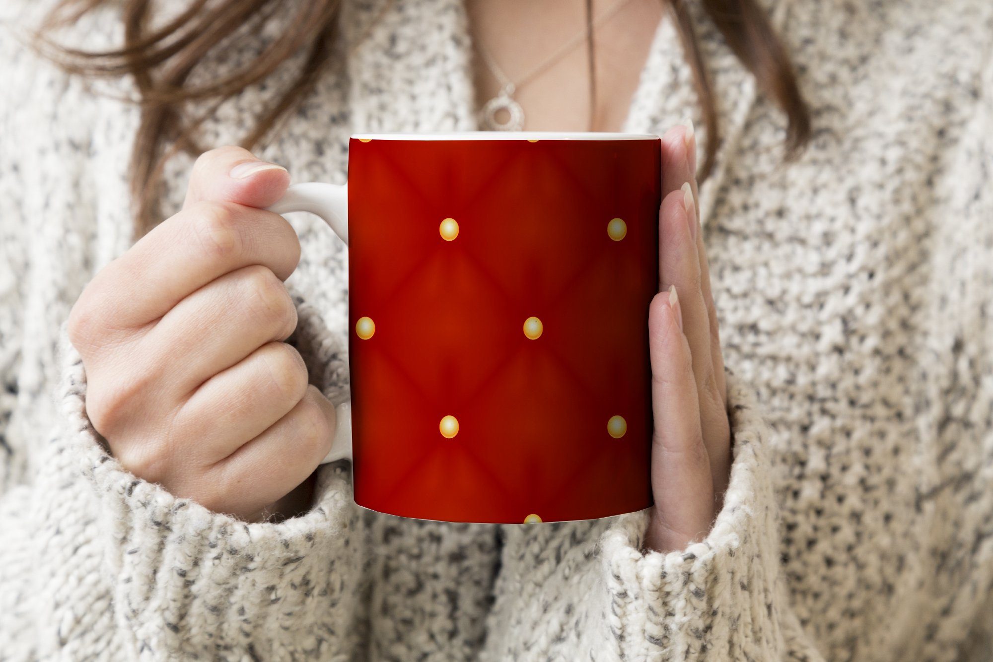 Tupfen, Tasse Weihnachten MuchoWow Teetasse, Keramik, - Geschenk Becher, Gold - Muster Teetasse, - Kaffeetassen,